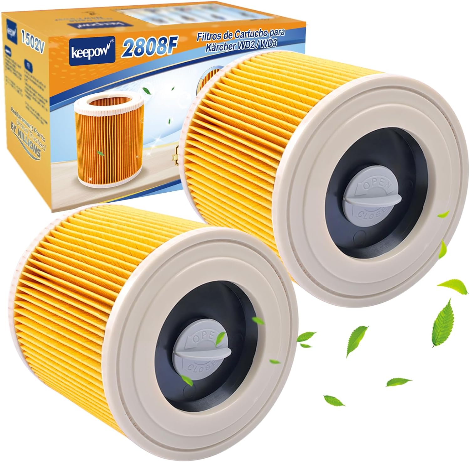 KEEPOW 2808F Filtro a cartuccia per aspirapolvere Kärcher WD2 WD3P WD 2200 SE 4001 Wet & Dry # 64145520