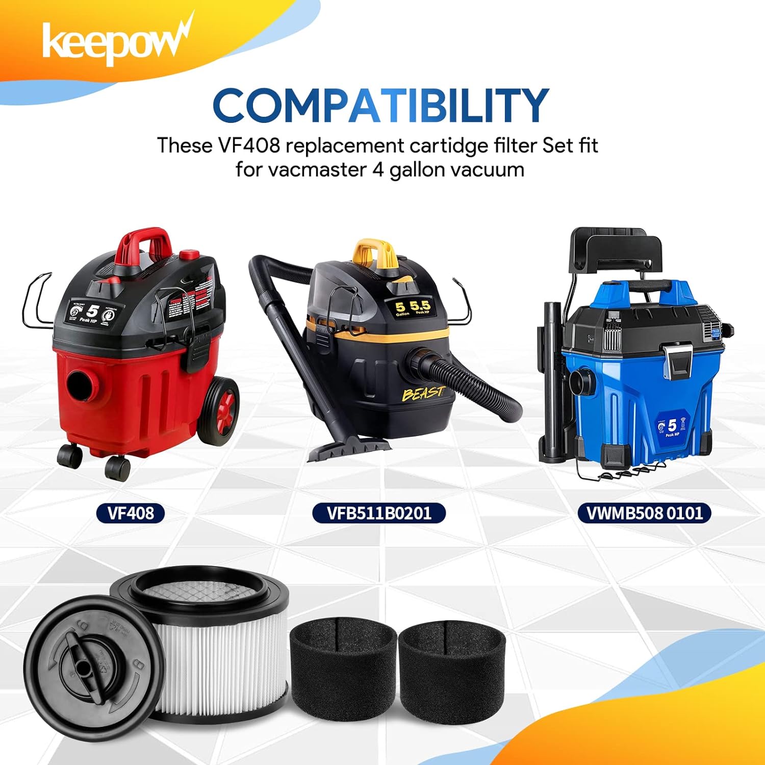 KEEPOW 6204F Cartridge Vacuum Filter for Vacmaster