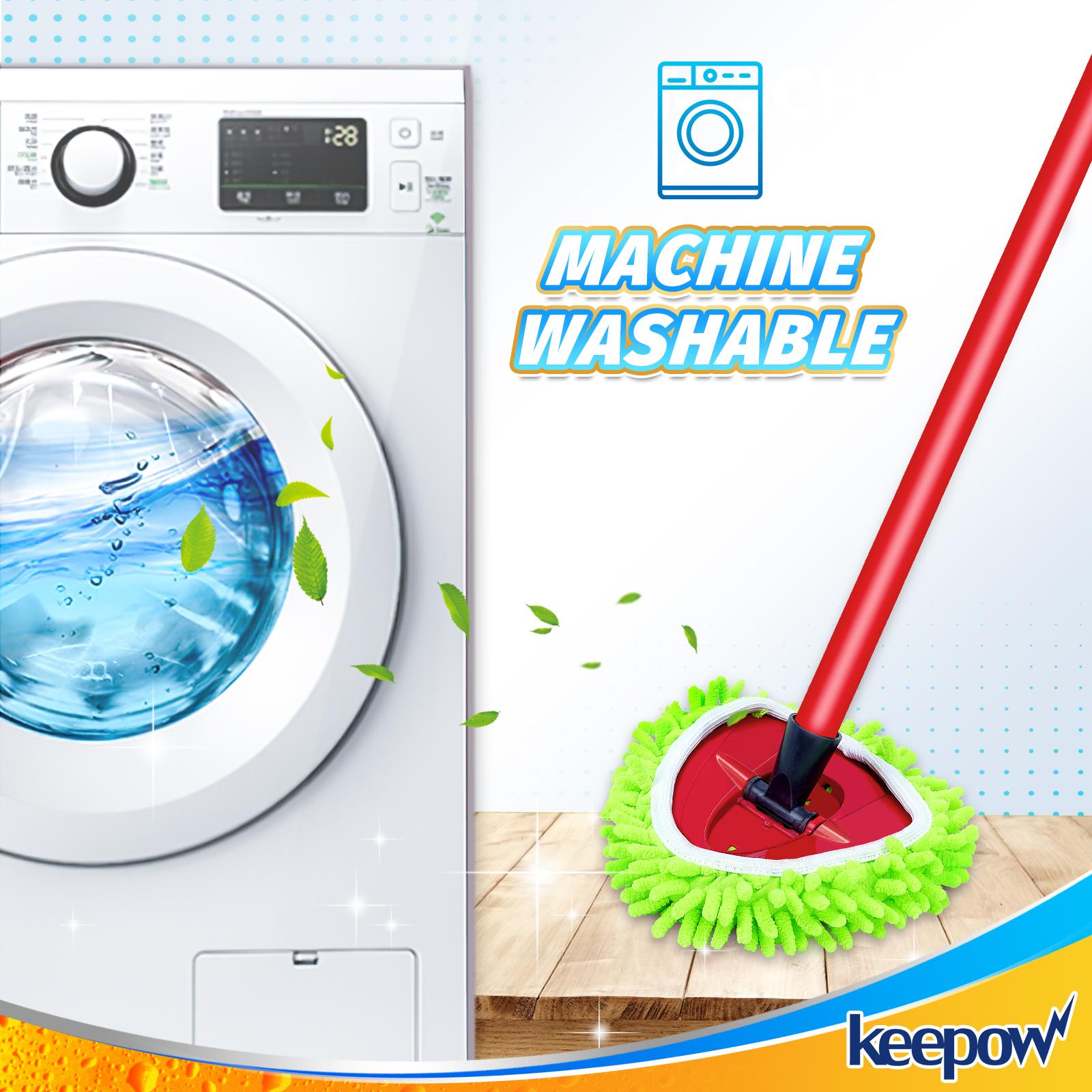 Keepow Reusable Mop Heads Replacements Compatible with O-cedar Spin Mop Easy Wring 1-Tank System 4 Pack