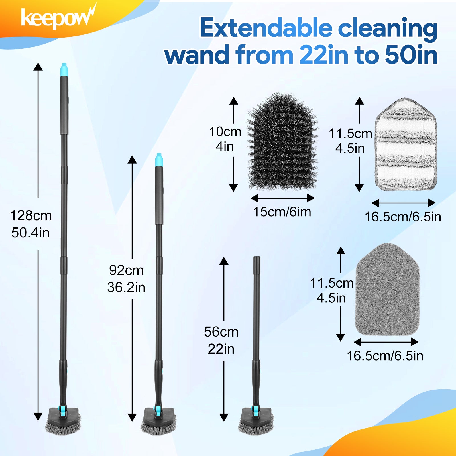 keepow 3in1 180 degree rotating multifunctional household long handle cleaning brush