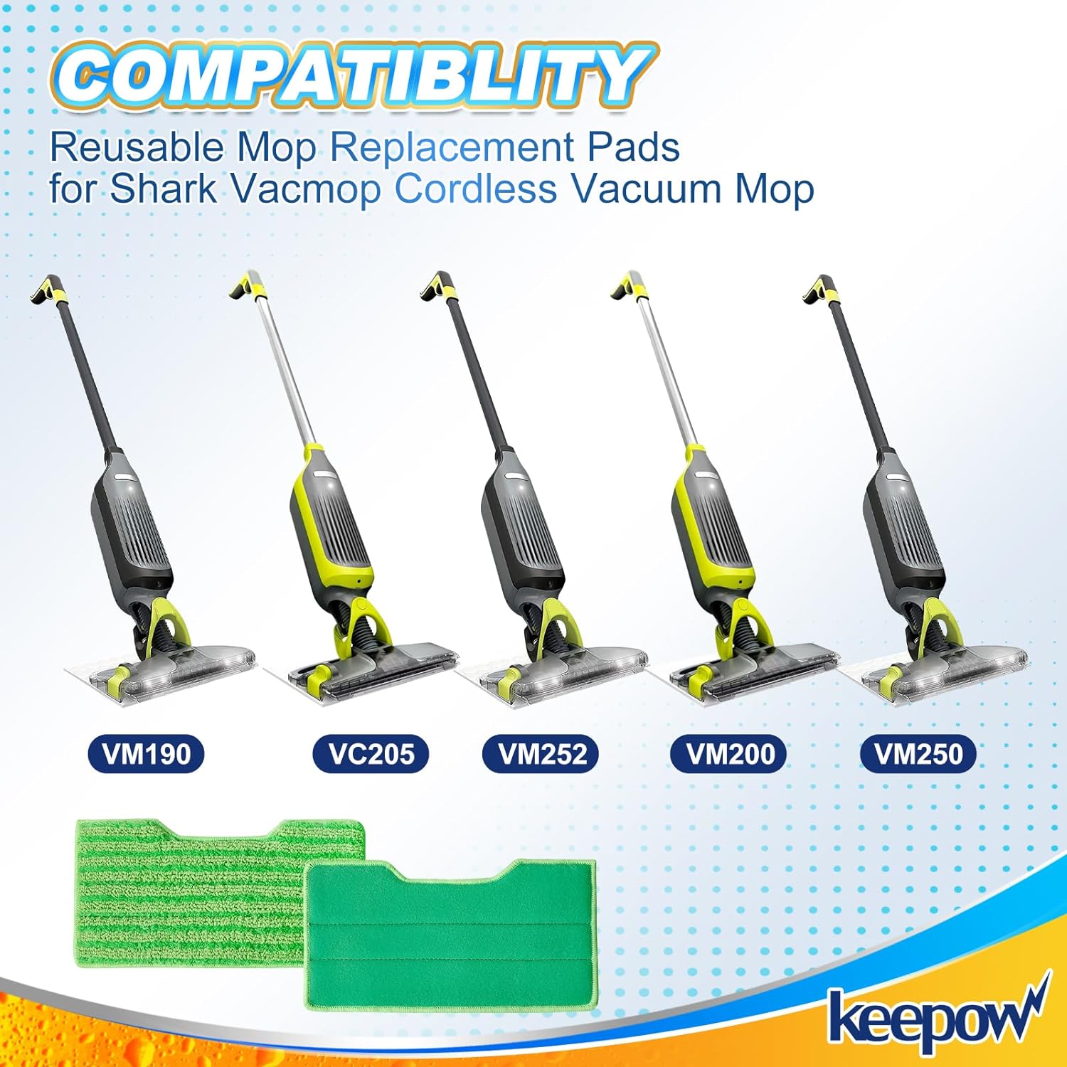 KEEPOW 5336M Reusable Vacmop Replacement Pads For Shark