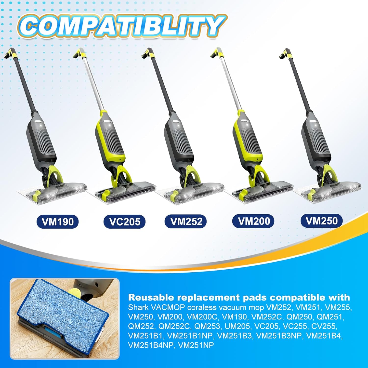 KEEPOW 5336M Upgrade Reusable Vacmop Replacement Pads Refills For Shark