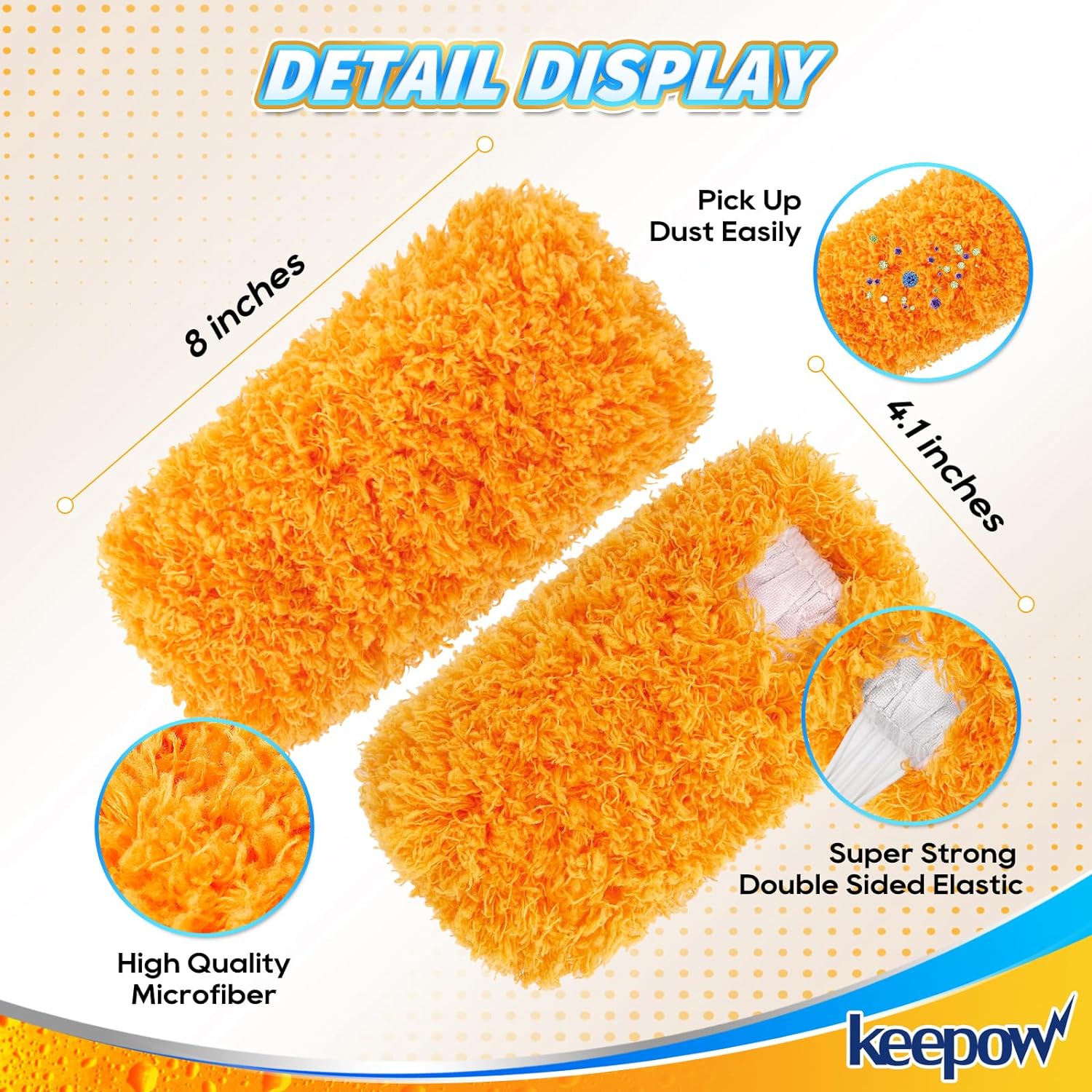 KEEPOW 5704M Reusable Microfiber Duster Refill Compatible with Swiffer Hand Duster, Heavy Duty Duster Refills, 2 Pack (Handle is Not Included)