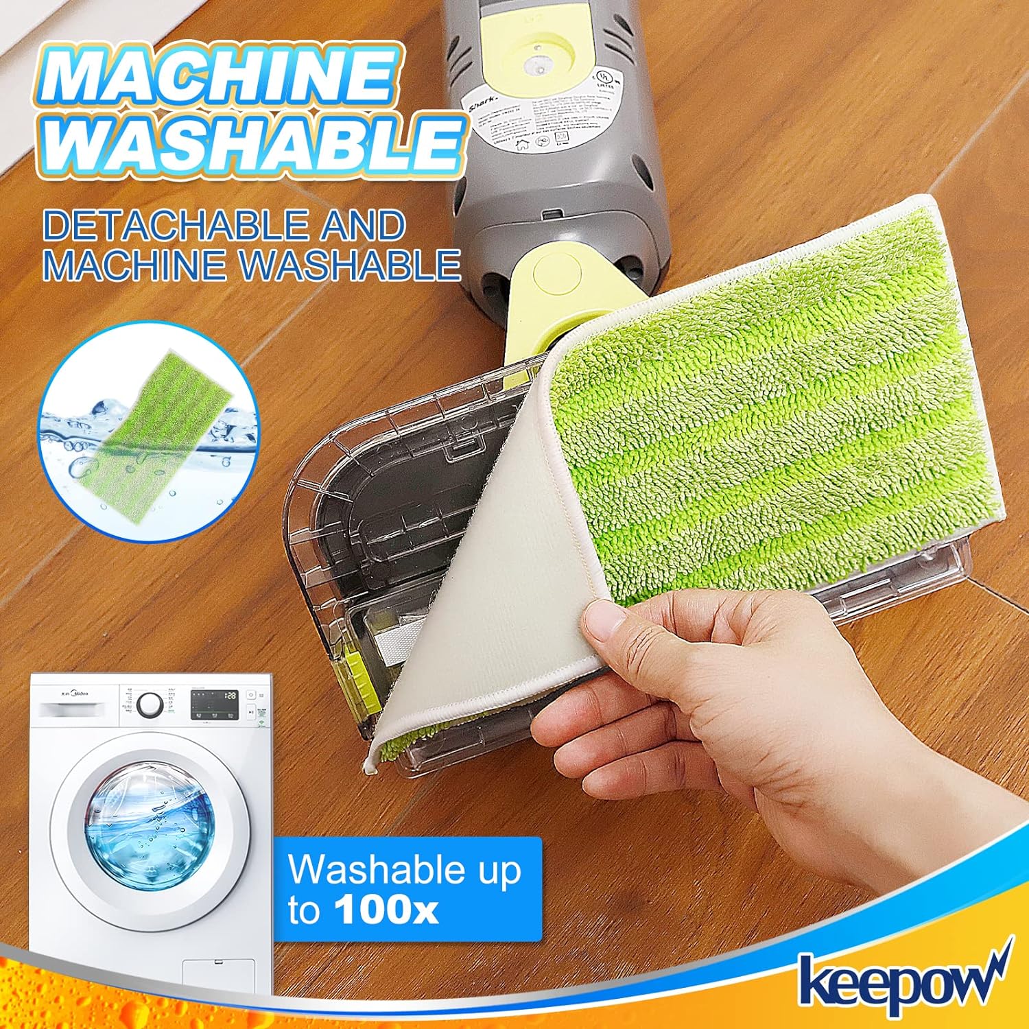 KEEPOW 5336M Reusable Vacmop Replacement Pads 6 Pcs For Shark