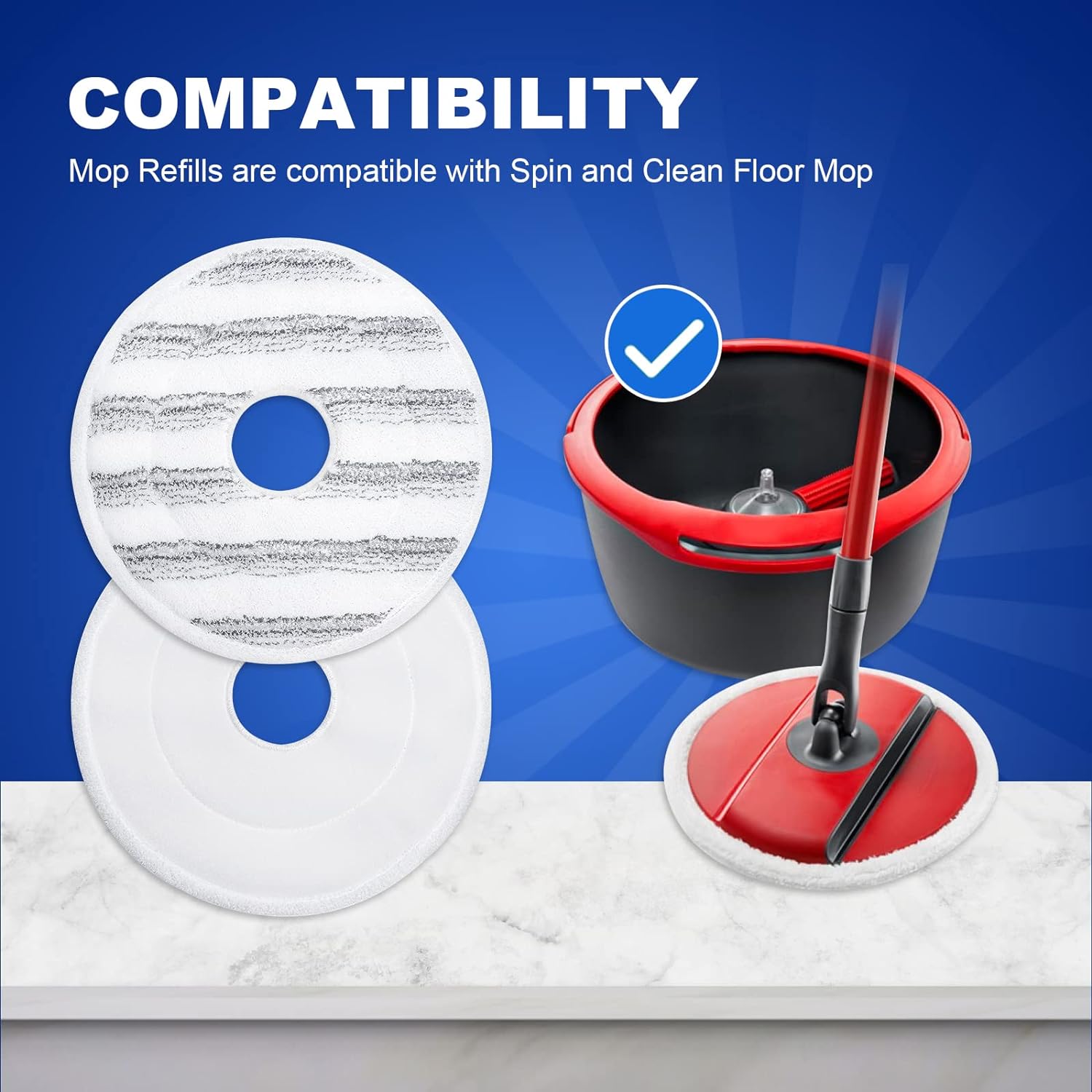 KEEPOW Testina di ricambio per Vileda Spin and Clean Mop, Spin and Clean Mop Refill compatibile con Vileda Spin Mop and Bucket Set