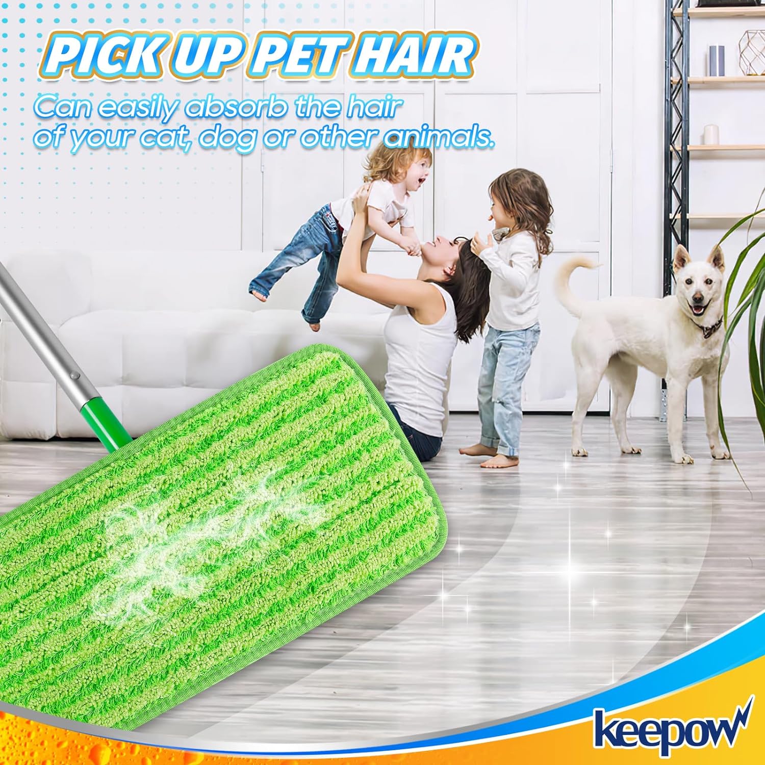 KEEPOW 5701M Dry Sweeping Cloths for Swiffer Sweeper, Reusable Washable Microfiber Mop Pads Refills