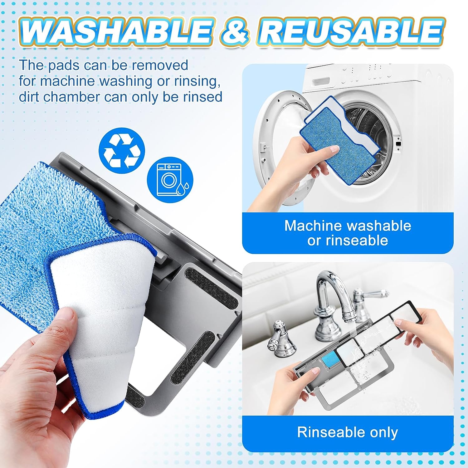 KEEPOW 5336M Upgrade Reusable Vacmop Replacement Pads Refills For Shark