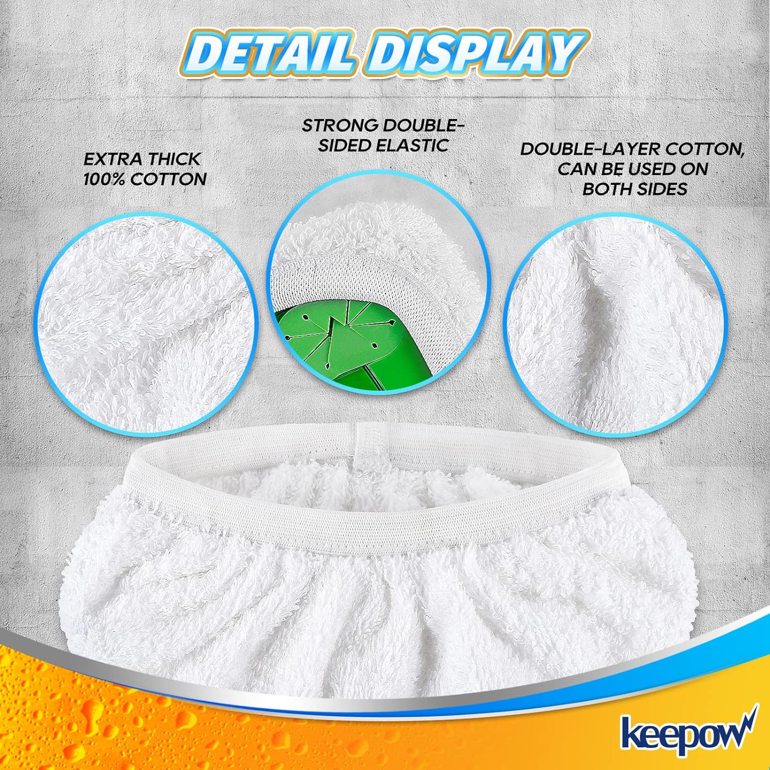 KEEPOW 5701M Reusable Pads for All 10-12 Inches Flat Mop 6 Pcs