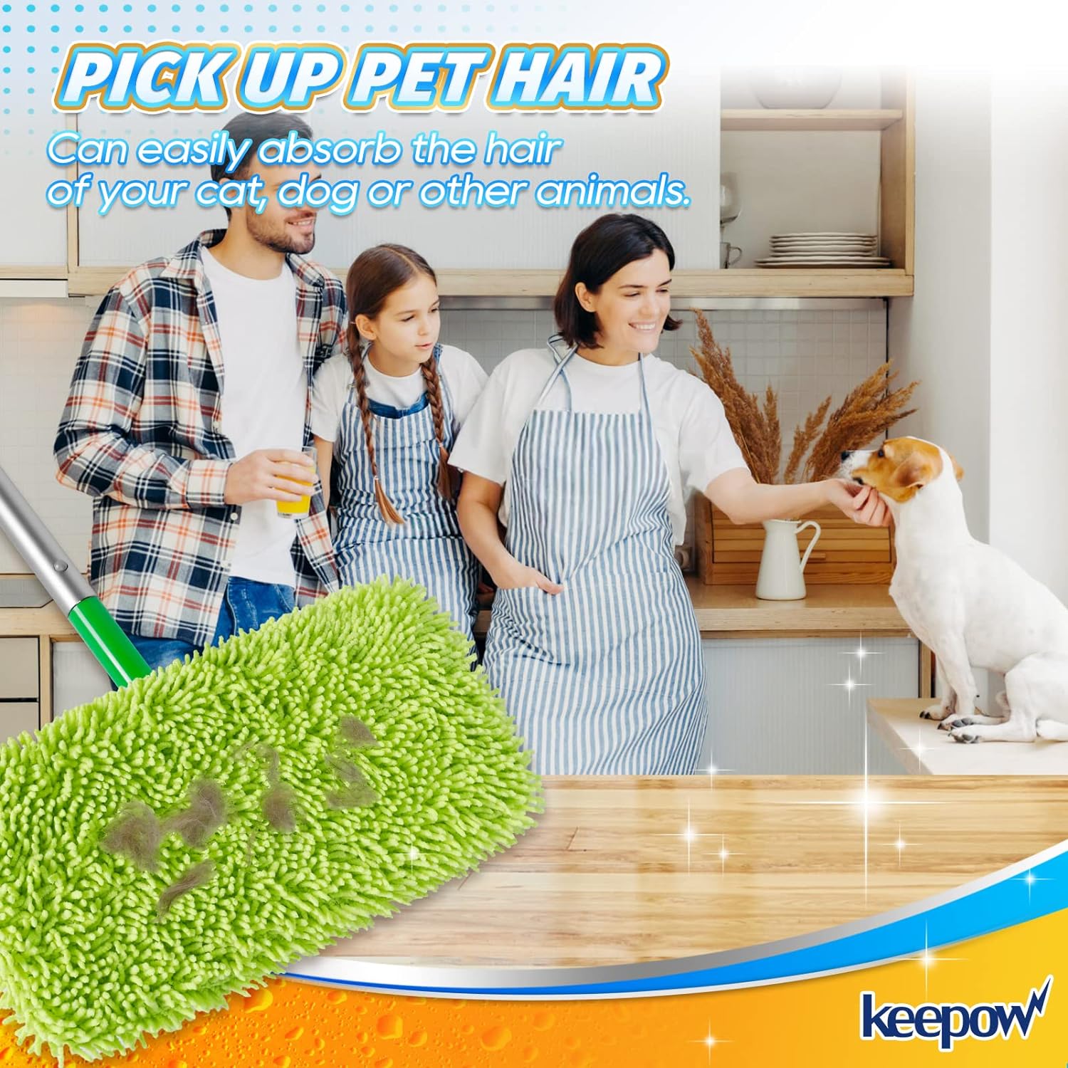 KEEPOW 5701M Reusable Wet Pads Refills Compatible with Swiffer Sweeper, 2 Pack