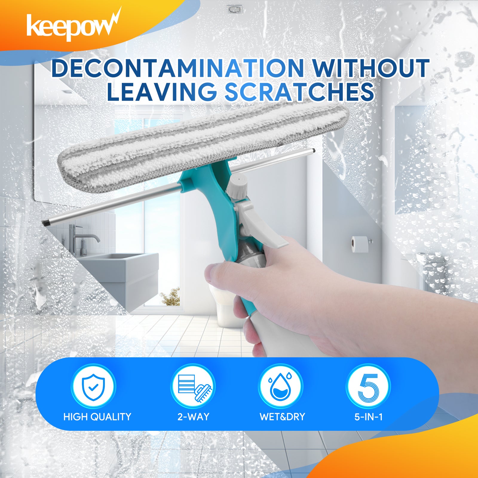 Keepow Multifunction Window Glass Cleaner Tool 4 in 1 Kit