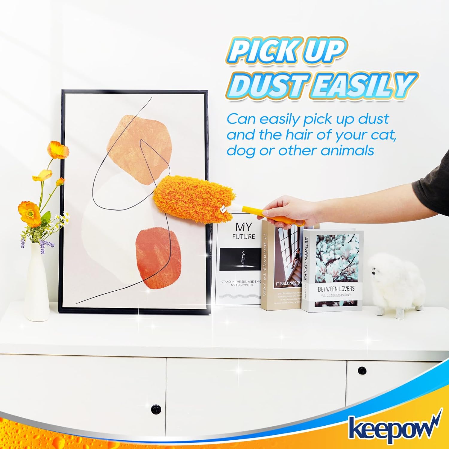 KEEPOW 5704M Reusable Microfiber Duster Refill Compatible with Swiffer Hand Duster, Heavy Duty Duster Refills, 2 Pack (Handle is Not Included)