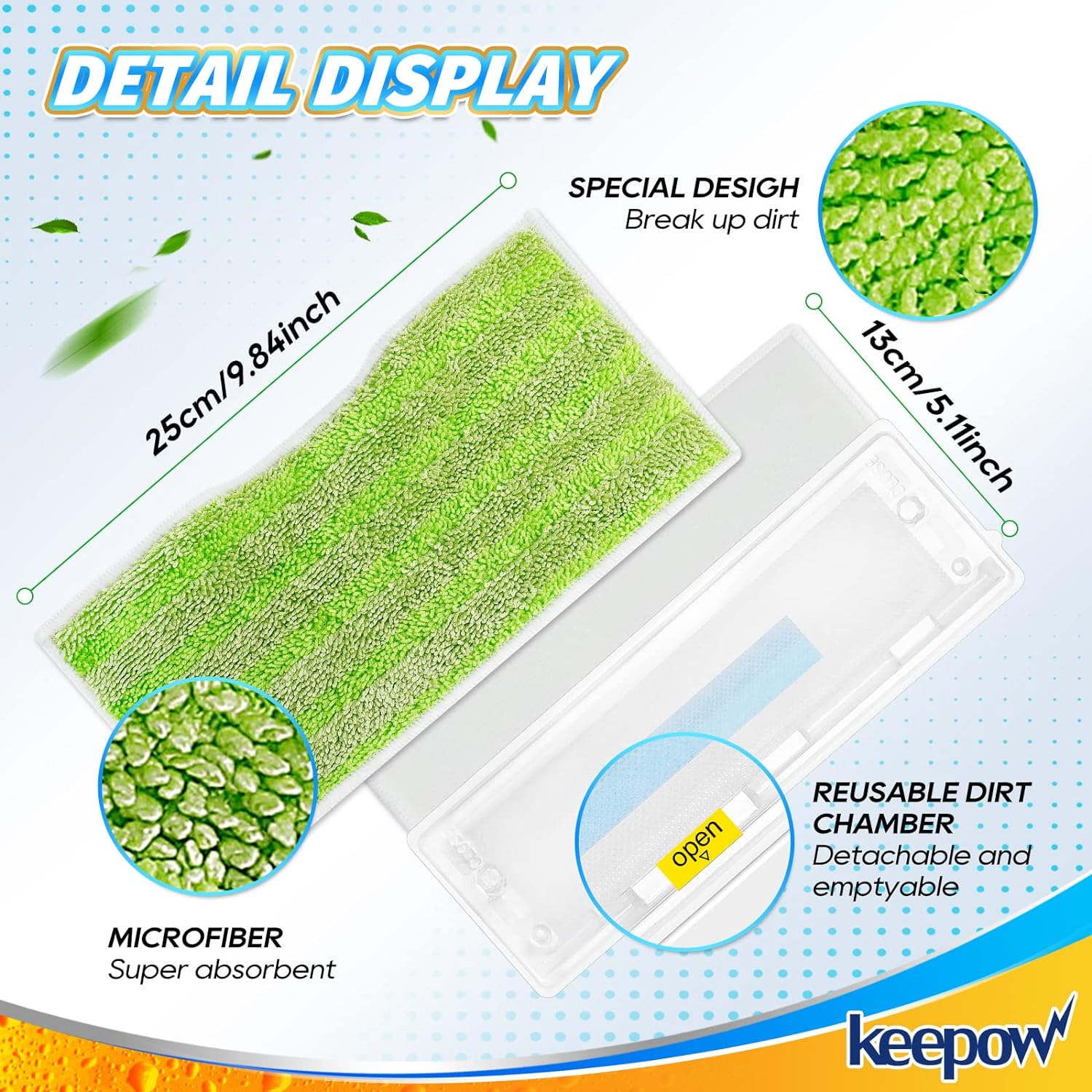 KEEPOW 5336M Reusable Vacmop Replacement Pads 6 Pcs For Shark