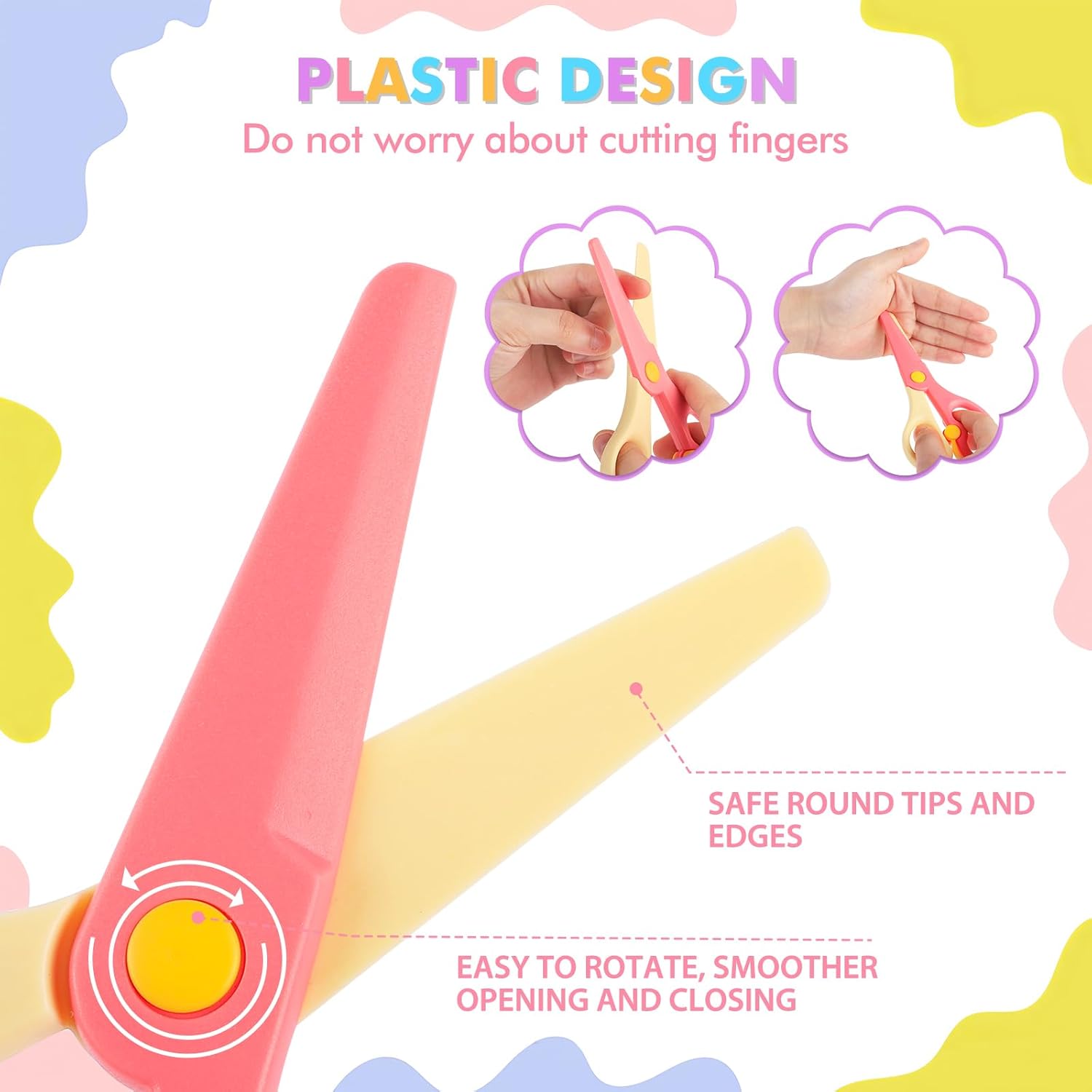 Easter Toddler Scissors 100 Paper Cutting+2 Plastic Scissors Safety Scissors Craft Set for Kids
