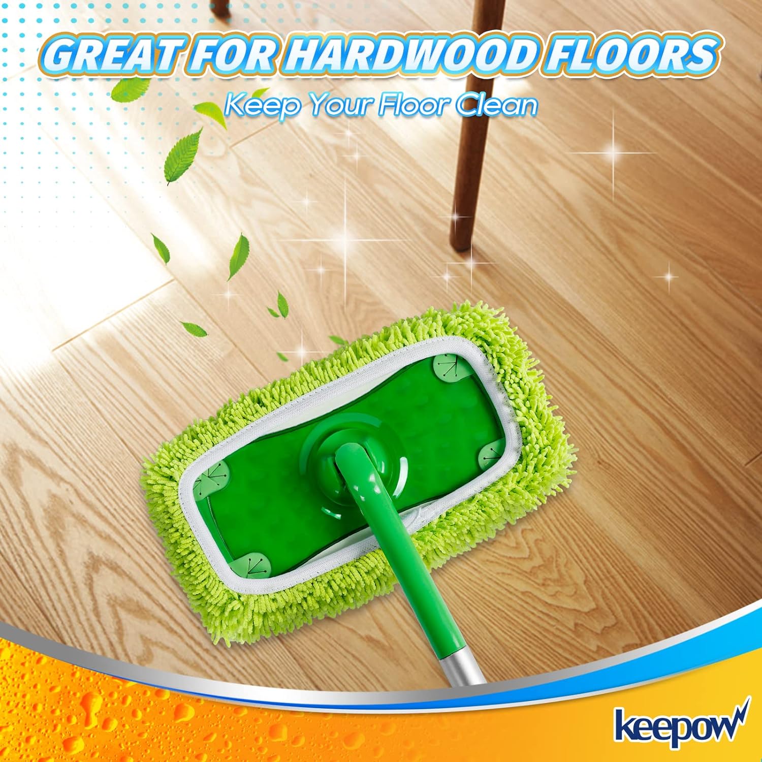 KEEPOW 5701M Reusable Wet Pads Refills Compatible with Swiffer Sweeper, 2 Pack