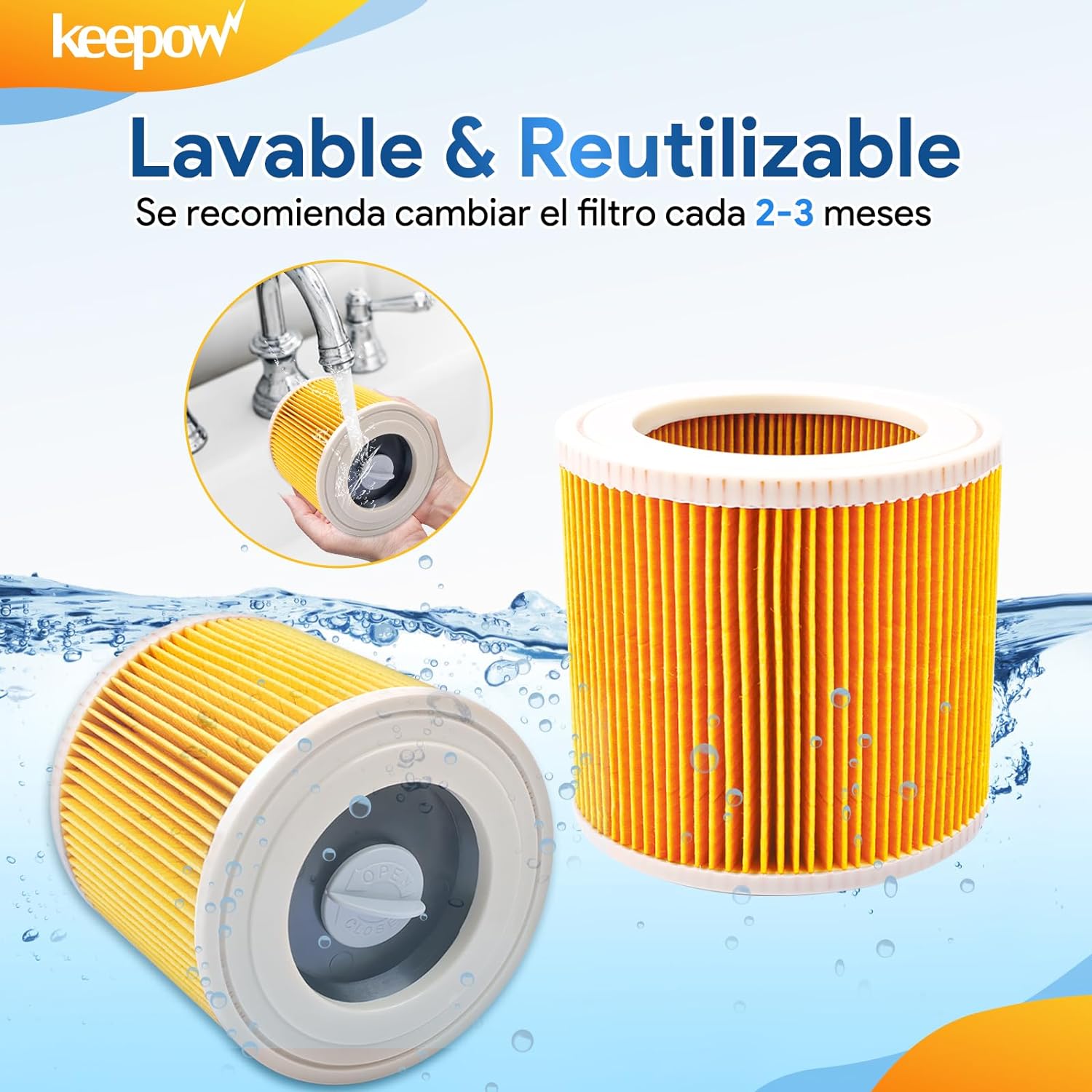 KEEPOW 2808F Filtro a cartuccia per aspirapolvere Kärcher WD2 WD3P WD 2200 SE 4001 Wet & Dry # 64145520