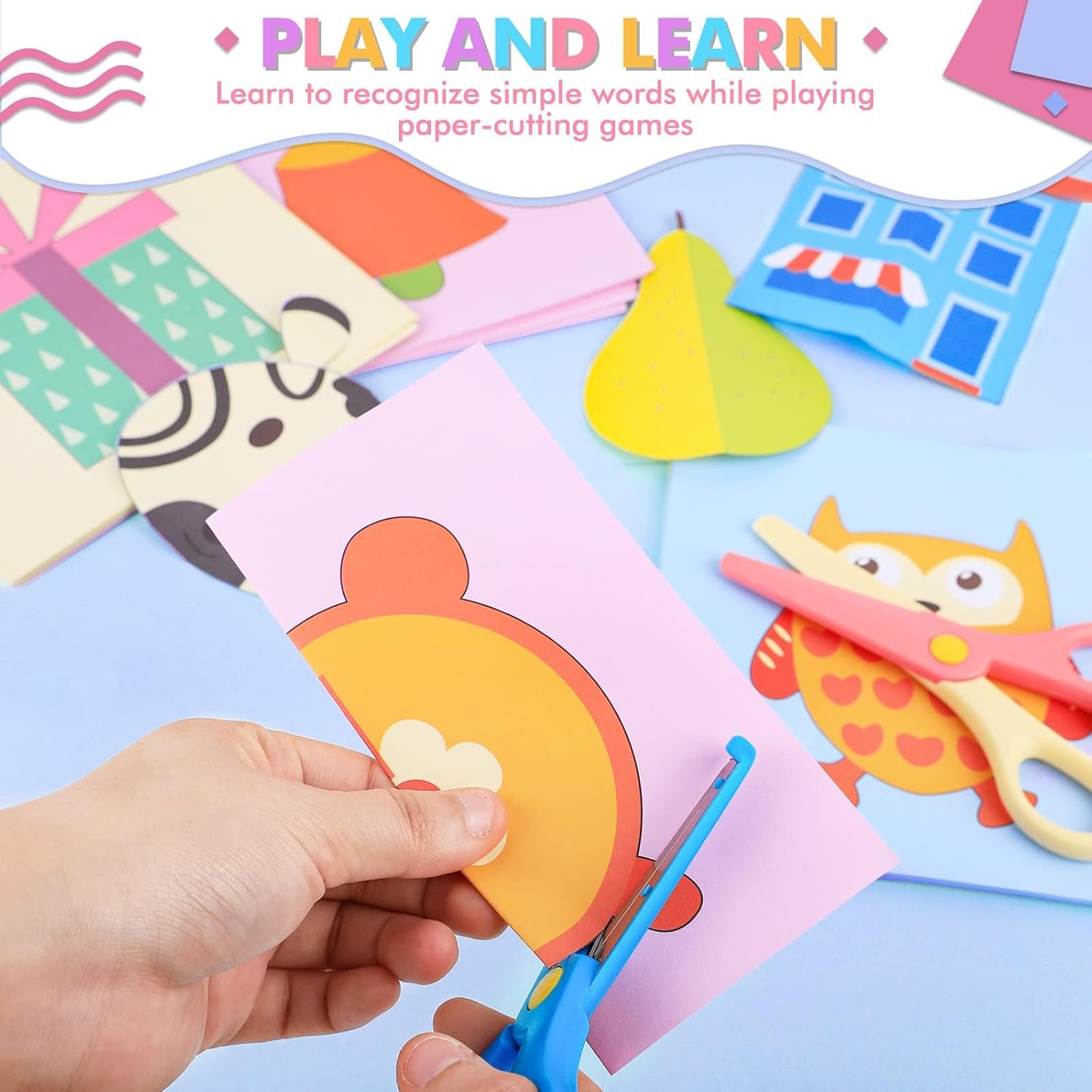 Easter Toddler Scissors 100 Paper Cutting+2 Plastic Scissors Safety Scissors Craft Set for Kids