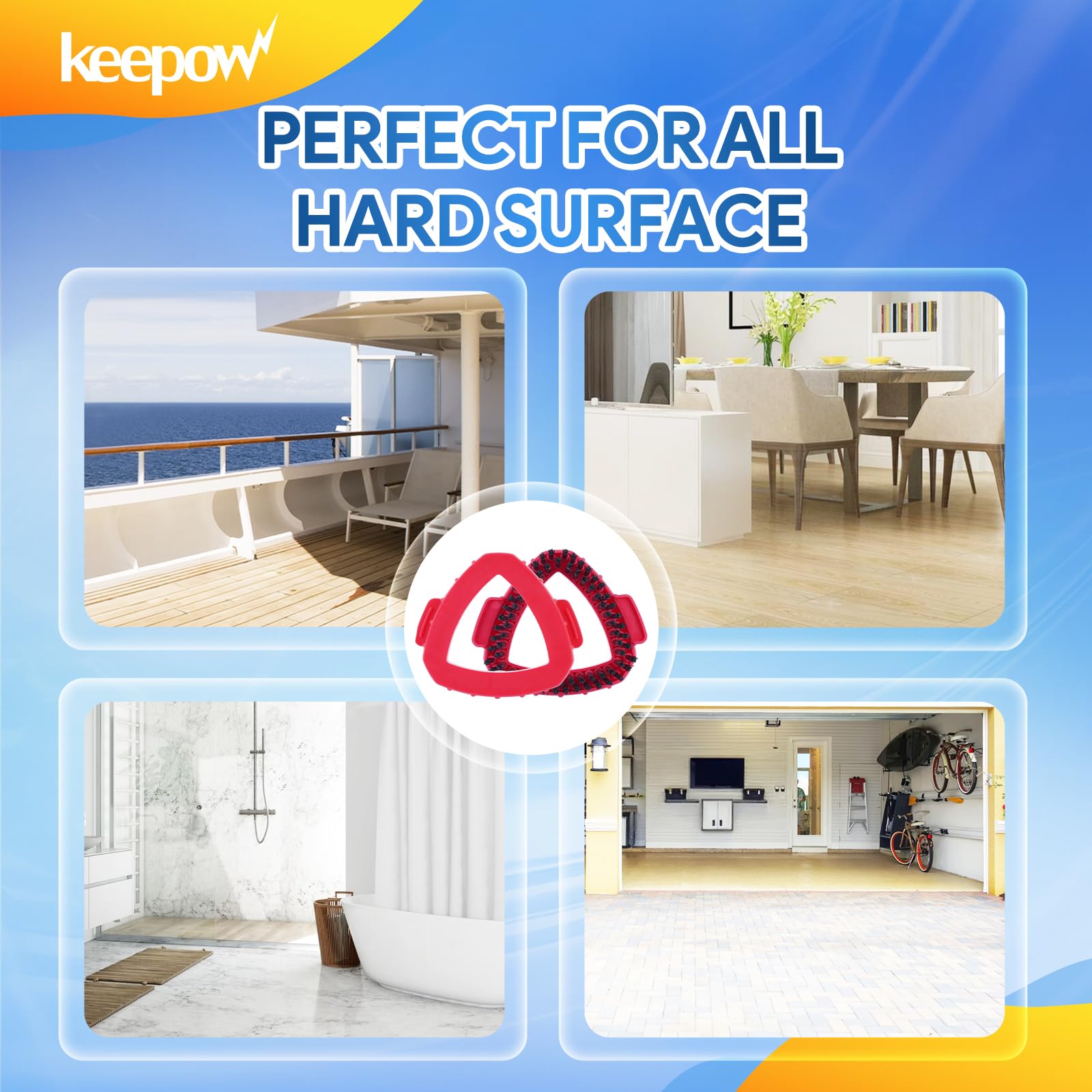 KEEPOW Spin Mop Replace Head Base Scrub Brush Compatible with O Ceda RinseClean 2 Tank System, Shower Floor Scrubber for Bathroom Kitchen Wall Tile Deck