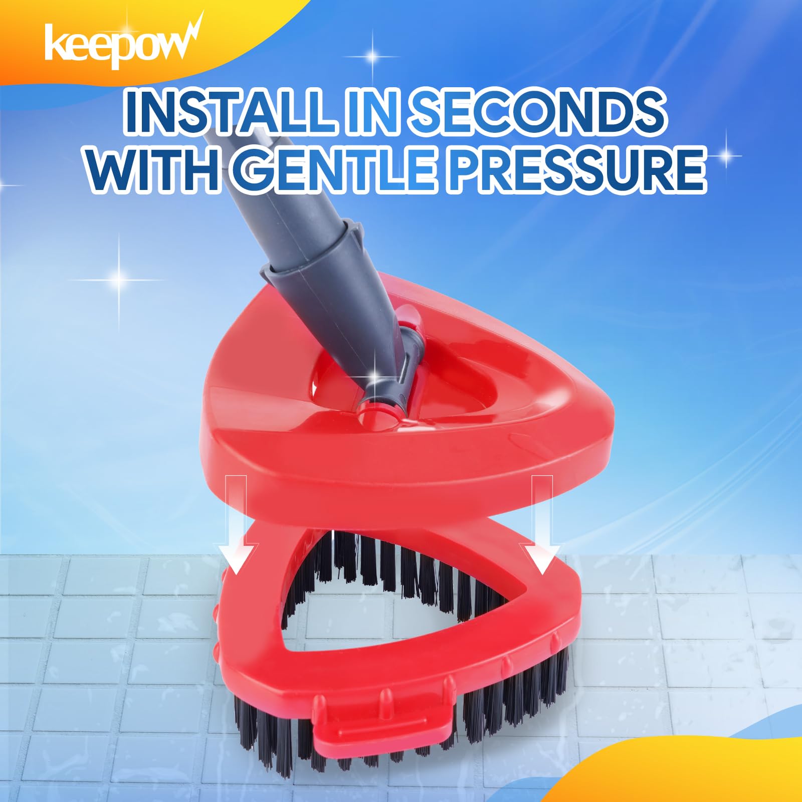KEEPOW Spin Mop Replace Head Base Scrub Brush Compatible with O Ceda RinseClean 2 Tank System, Shower Floor Scrubber for Bathroom Kitchen Wall Tile Deck