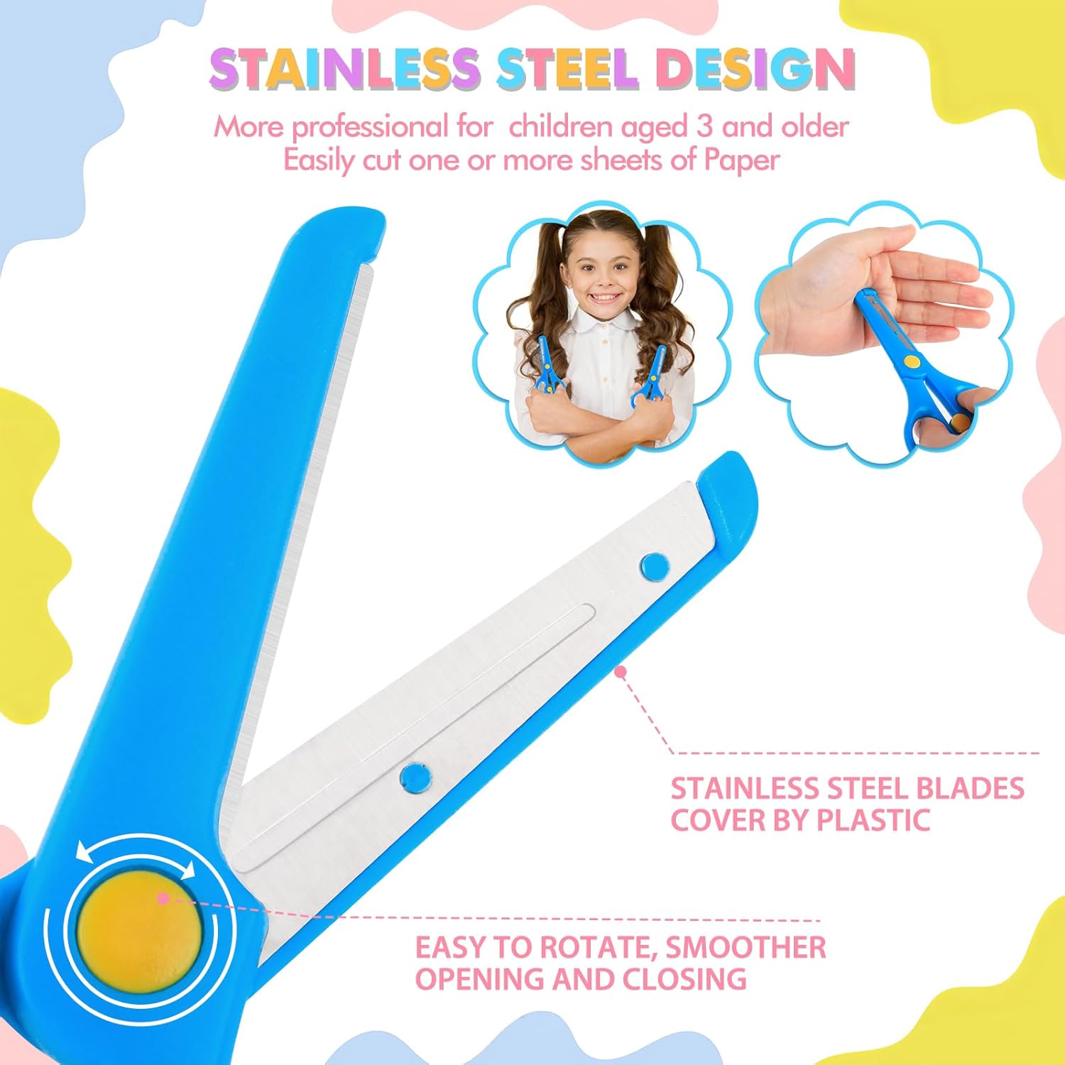 Easter Toddler Scissors 100 Paper Cutting+2 Plastic Scissors Safety Scissors Craft Set for Kids