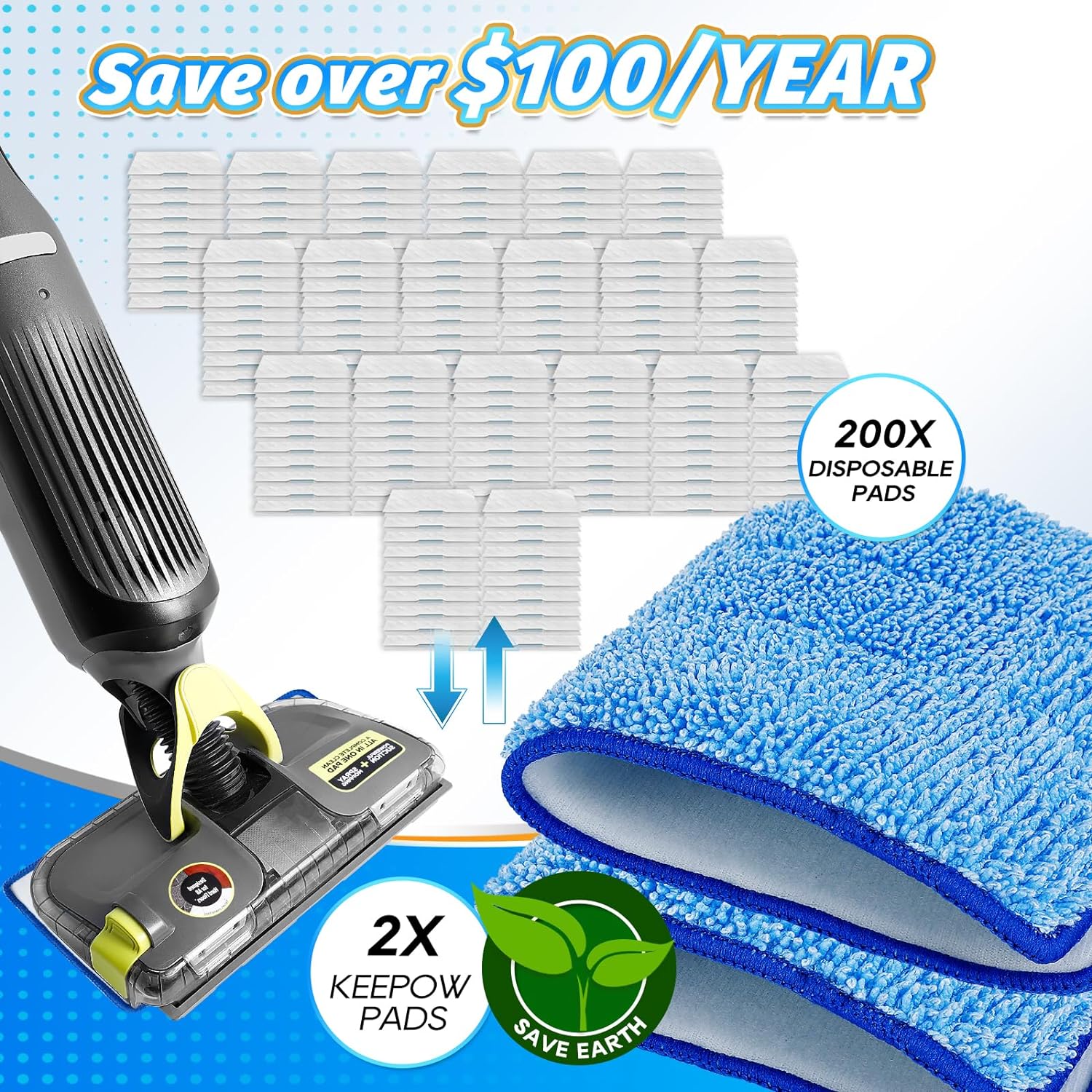 KEEPOW 5336M Upgrade Reusable Vacmop Replacement Pads Refills For Shark