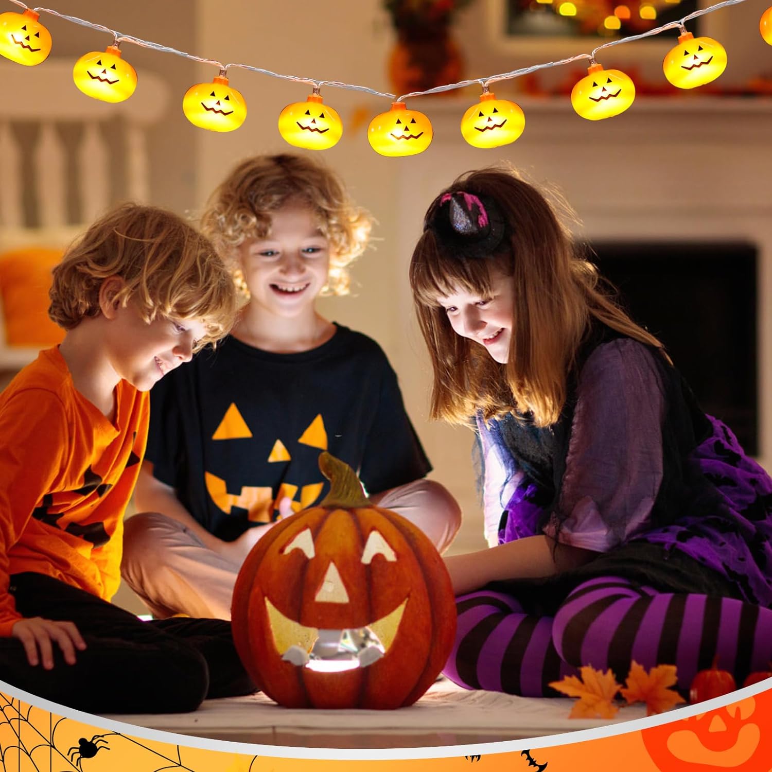 Thanksgiving Pumpkin String Lights 9.8FT 20LED Halloween Decorations Lights Battery Operated