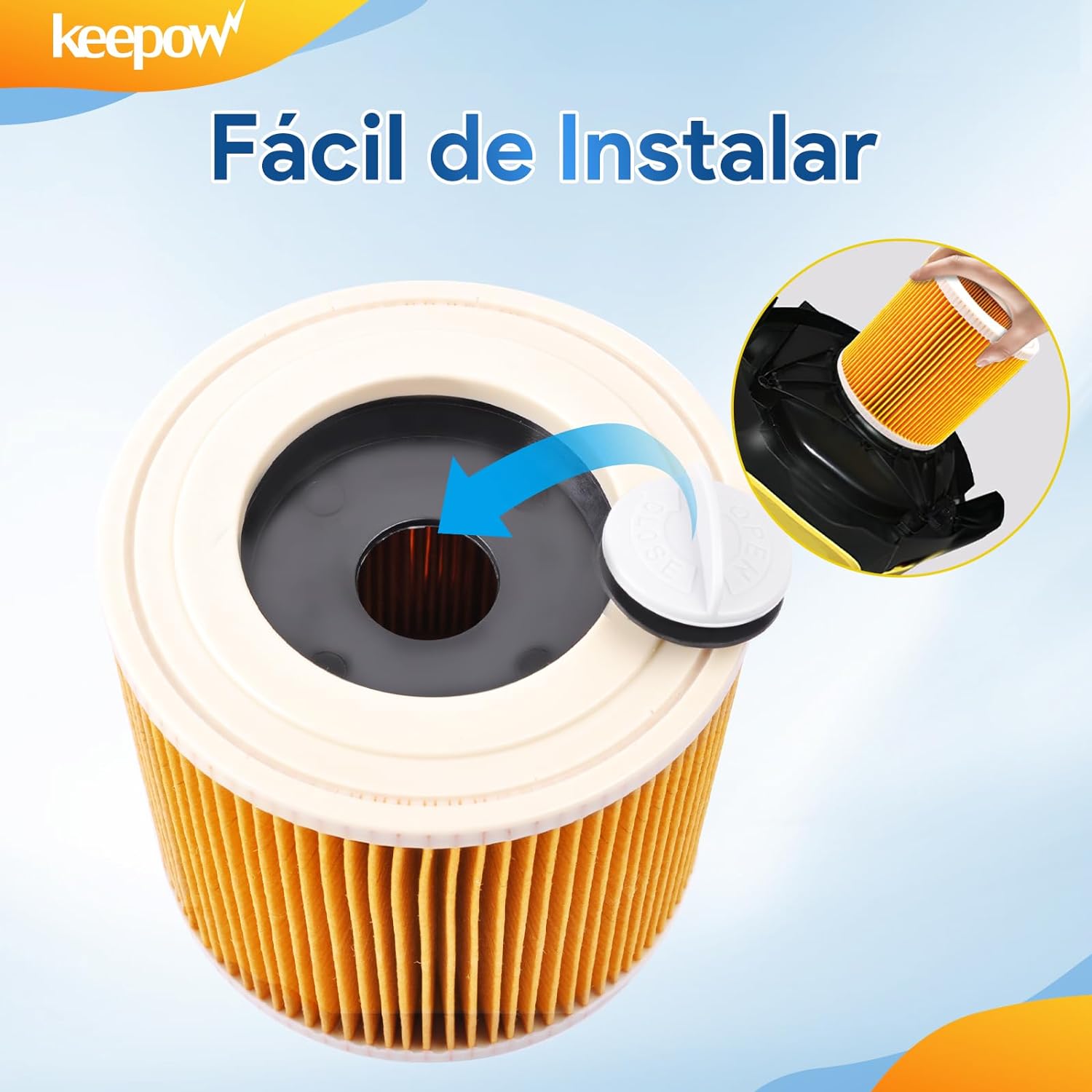 KEEPOW 2808F Filtro a cartuccia per aspirapolvere Kärcher WD2 WD3P WD 2200 SE 4001 Wet & Dry # 64145520