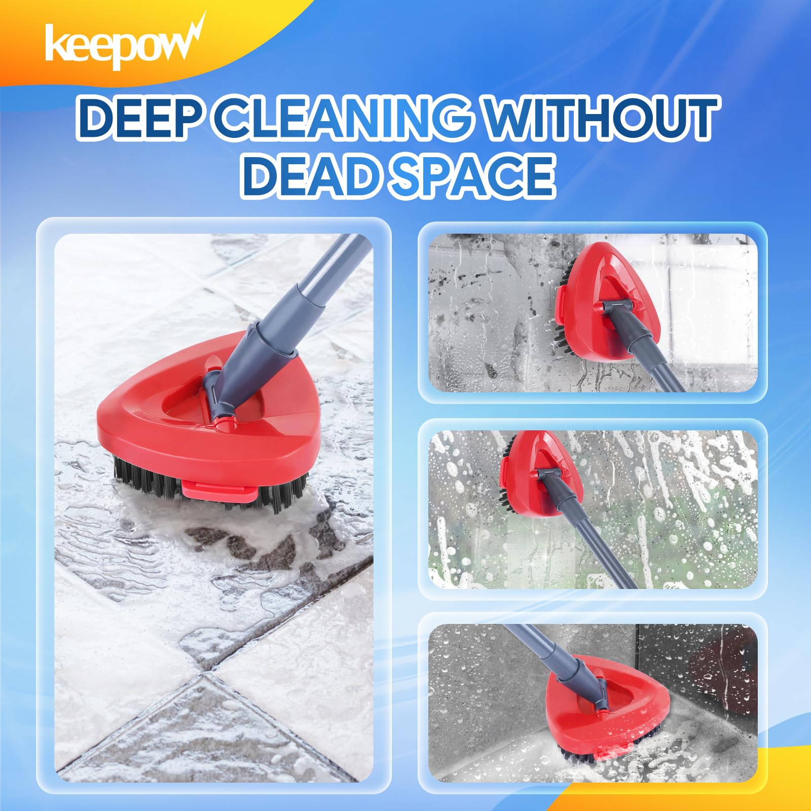 KEEPOW Spin Mop Replace Head Base Scrub Brush Compatible with O Ceda RinseClean 2 Tank System, Shower Floor Scrubber for Bathroom Kitchen Wall Tile Deck