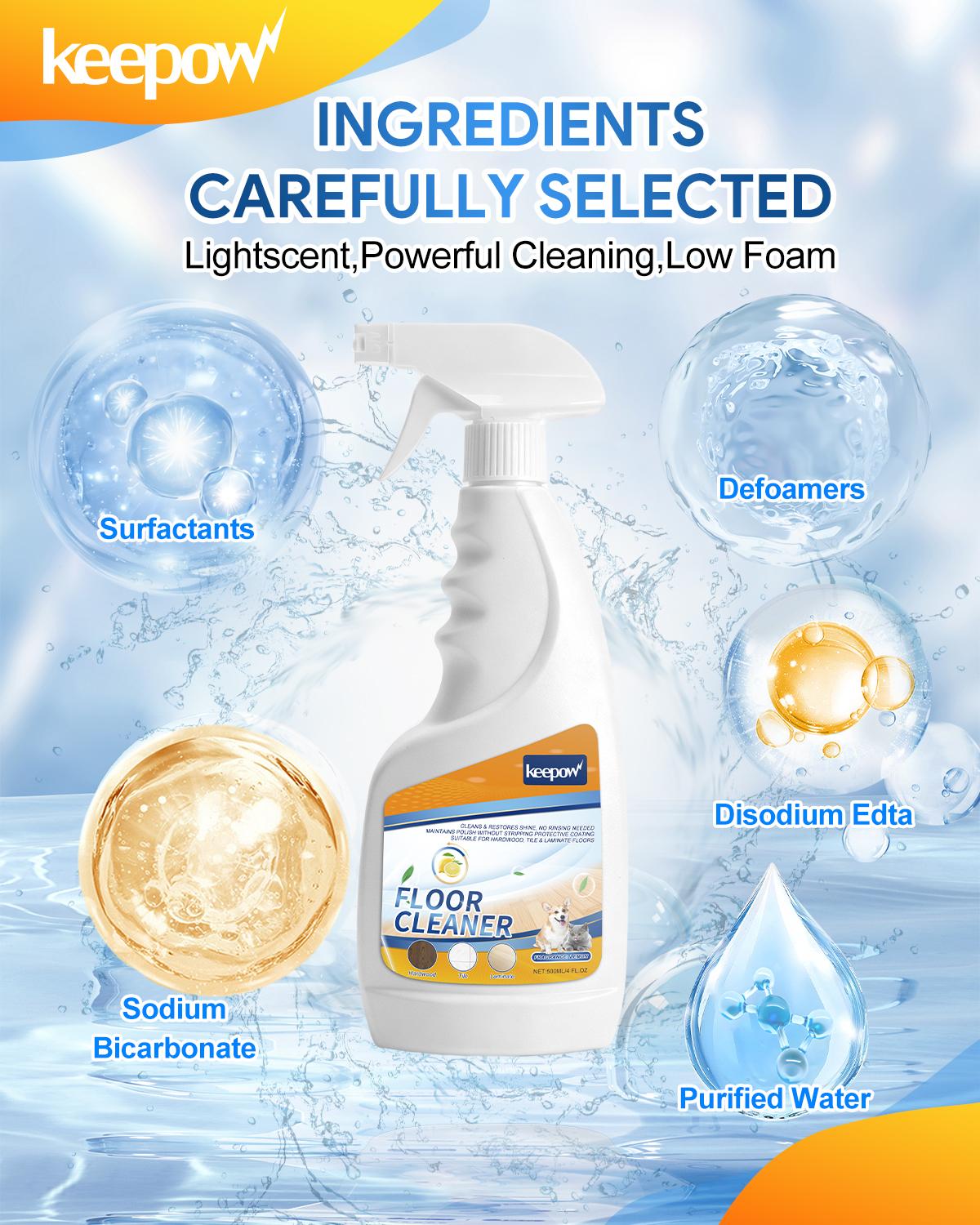 KEEPOW Reusable Mop Pads + Cleaner Solution 500ml set for All 10 Inches Flat Mop With Washing Bag(Mop is Not Included)