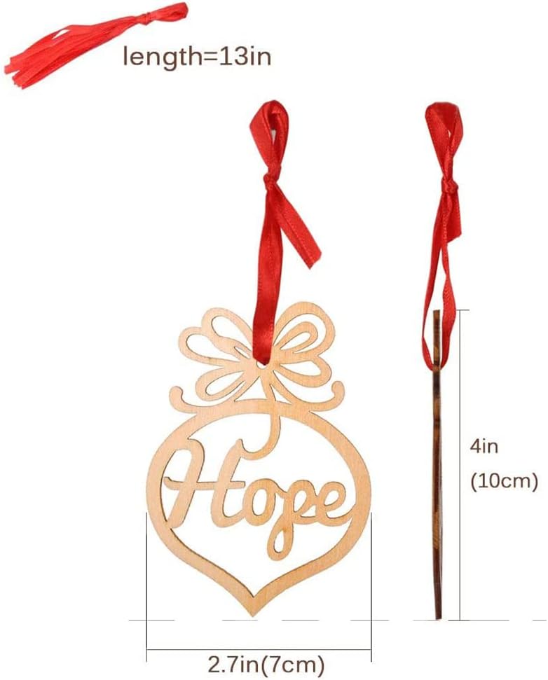 Wooden Christmas Ornaments Xmas Tree Hanging Tags Pendant Embellishments Crafts Decor for Christmas Tree Holiday Wedding Decorations with Strings, Pack of 12
