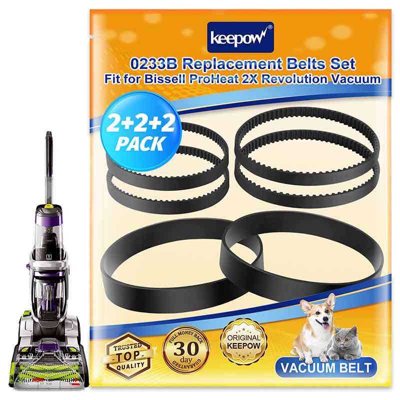 KEEPOW 0233B ProHeat 2X Revolution Belts Set for Bissell