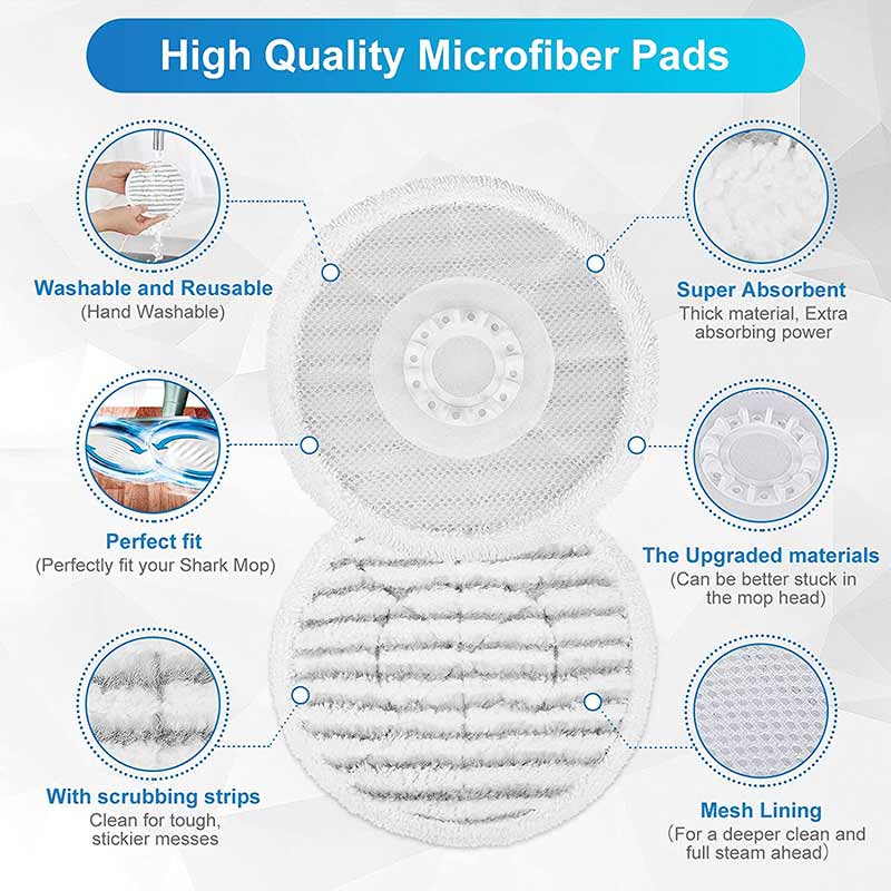 KEEPOW 5327M 6 Pcs Steam Mop Replacement Pads for Shark