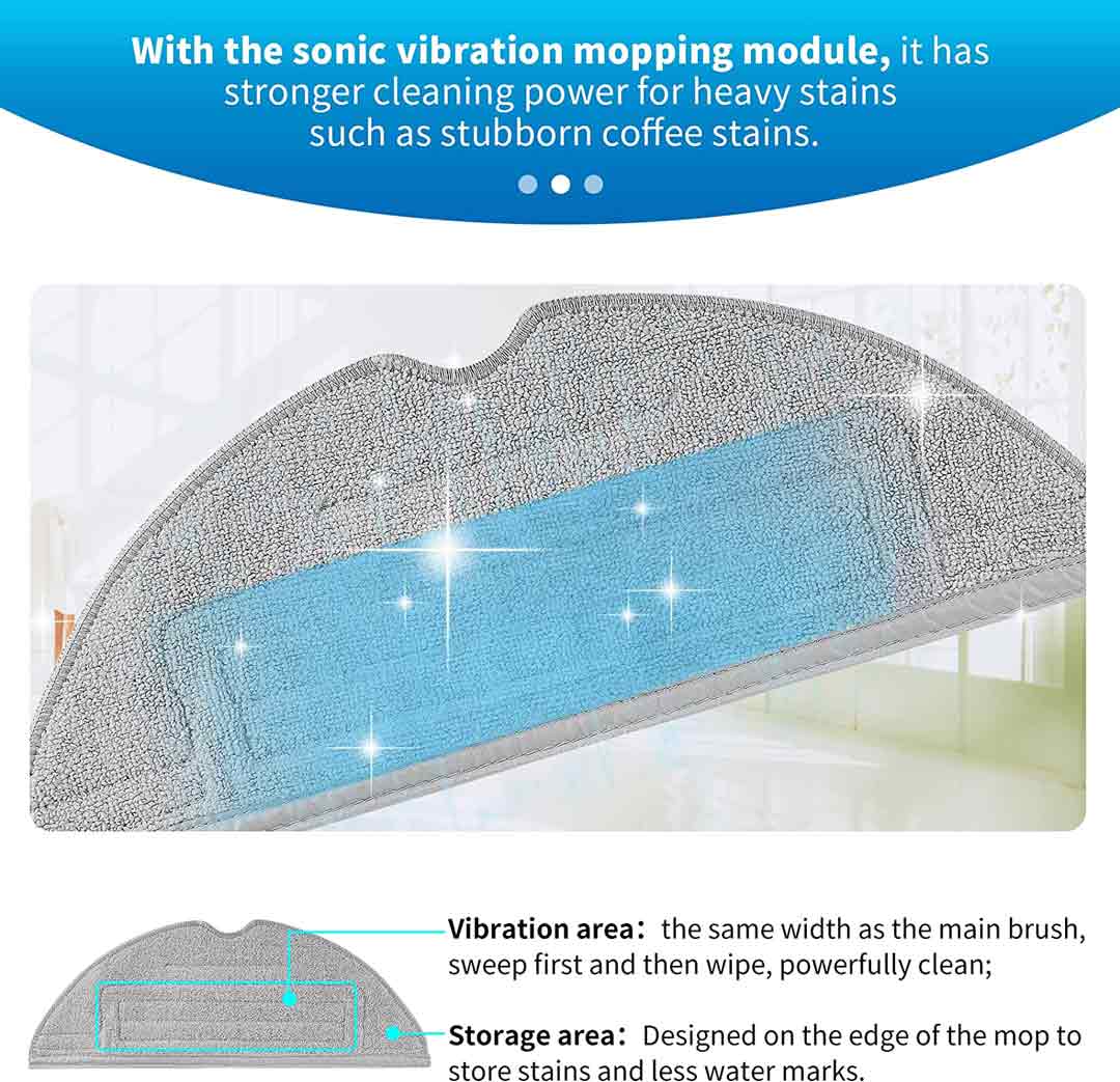 KEEPOW 6703M Microfiber Reusable Floor Replacement Pads for Roborock