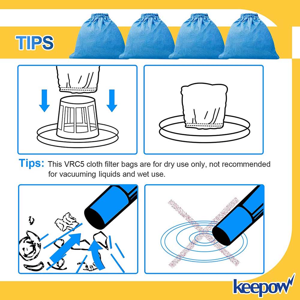 KEEPOW 6202D Vacuum Filter Bags for Vacmaster 6 Pcs