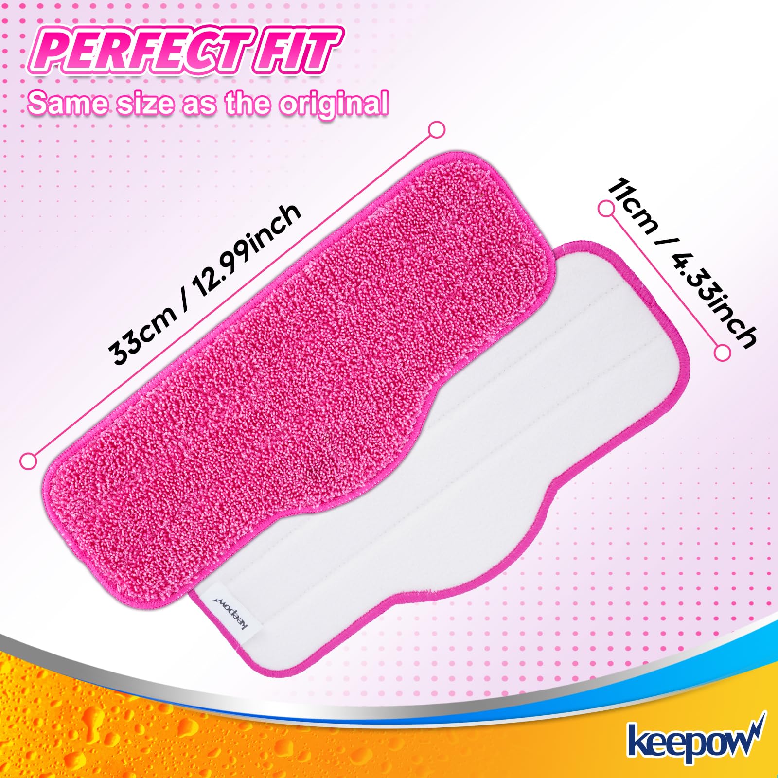 KEEPOW Microfiber Steam Mop Pads Compatible with Schenley Steam Mop Cleaner, absorbent Cleaning Washable and Reusable Replacement Mop Pads Accessories (6 Pack)
