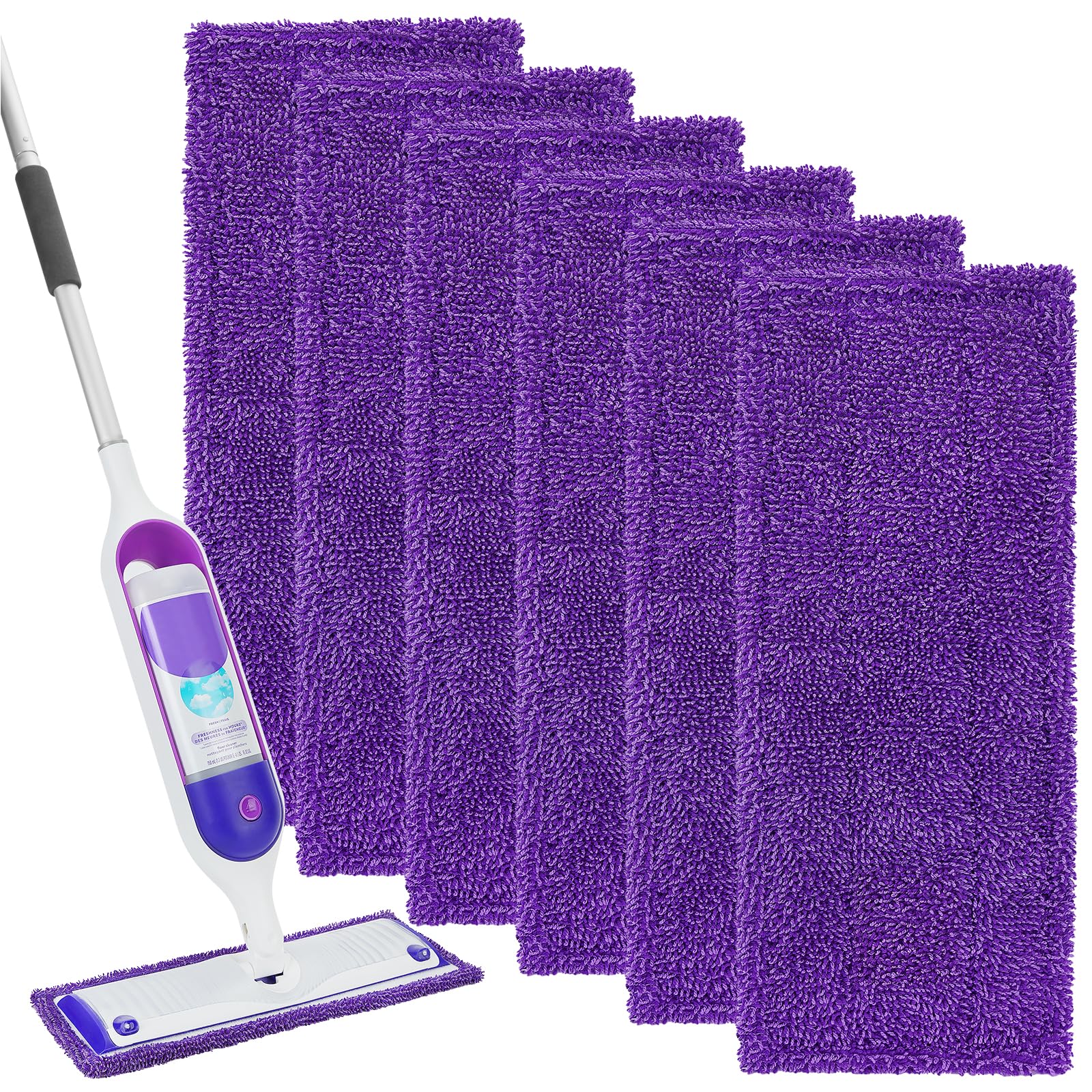 KEEPOW 5705M Reusable Pads for Swiffer Power Mop, Refill Pads for Swiffer Power Mop Wood Floor Cleaning, Microfiber Mop Pads for Hardwood Floors (6 Pack)