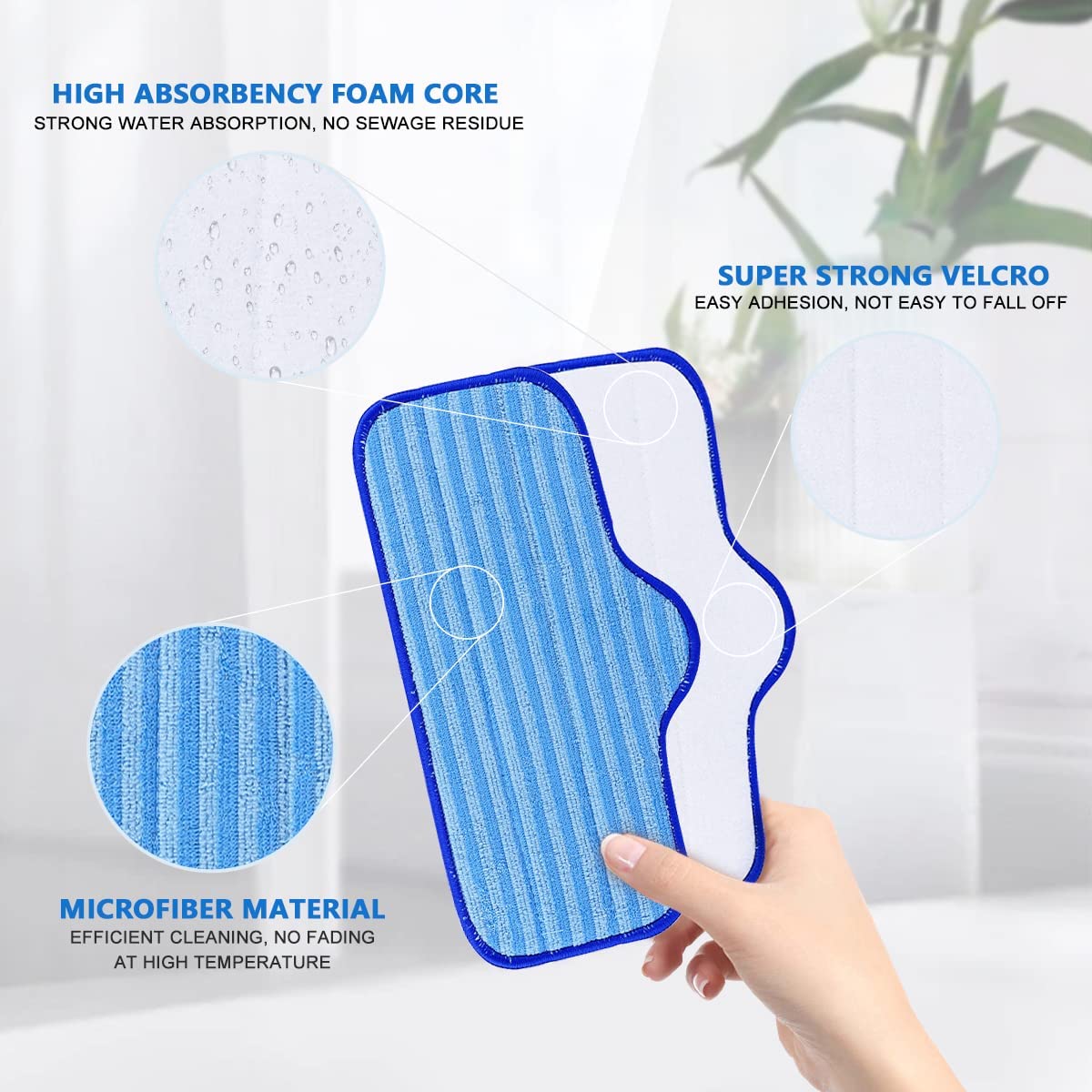 KEEPOW Washable Microfiber Pads for Dupray Neat Steam Cleaner 6-Pack