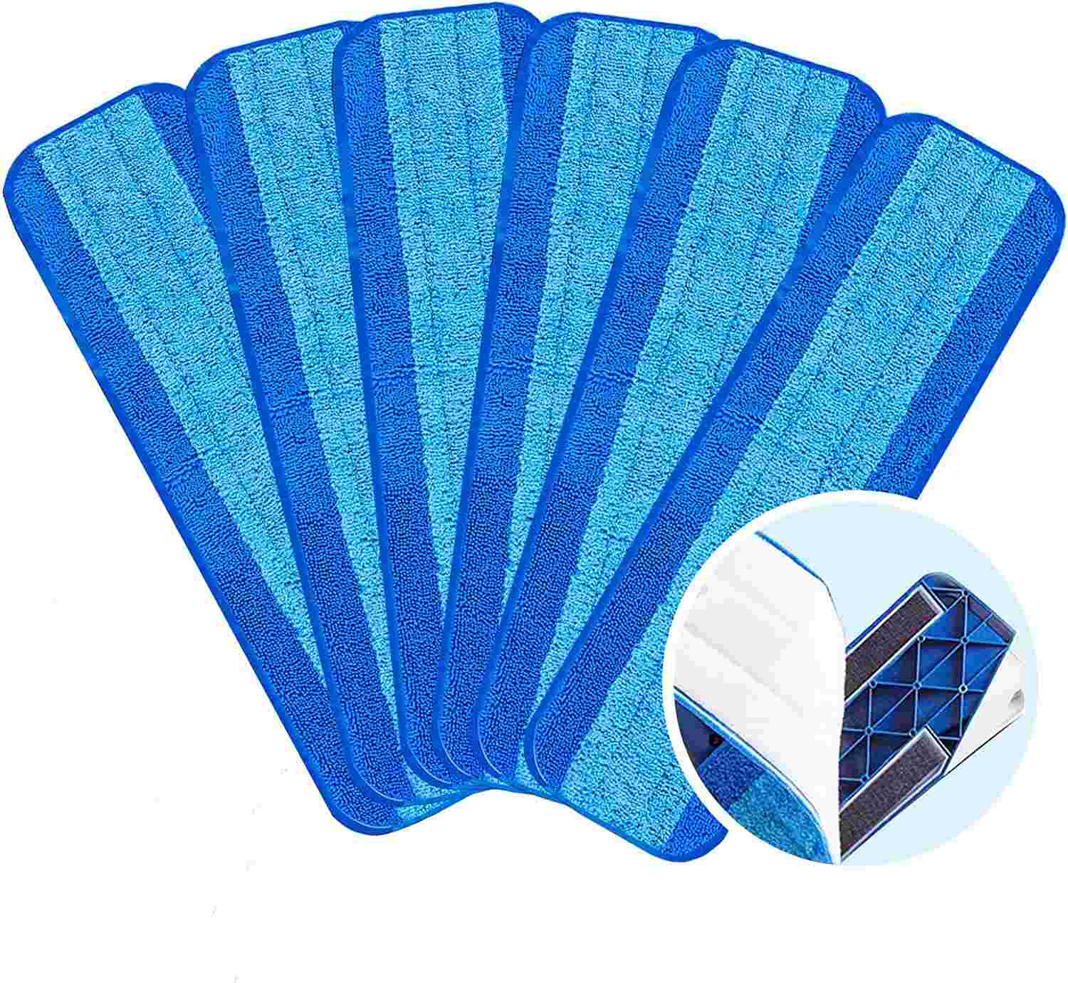 KEEPOW Microfiber Cleaning Pads for Bona Mop, Replacement Pads for Bona Hardwood Floor Cleaner, 18 Inch, Washable & Reusable Spray Refills for Hard Surface Laminate Wood (6 Pack)