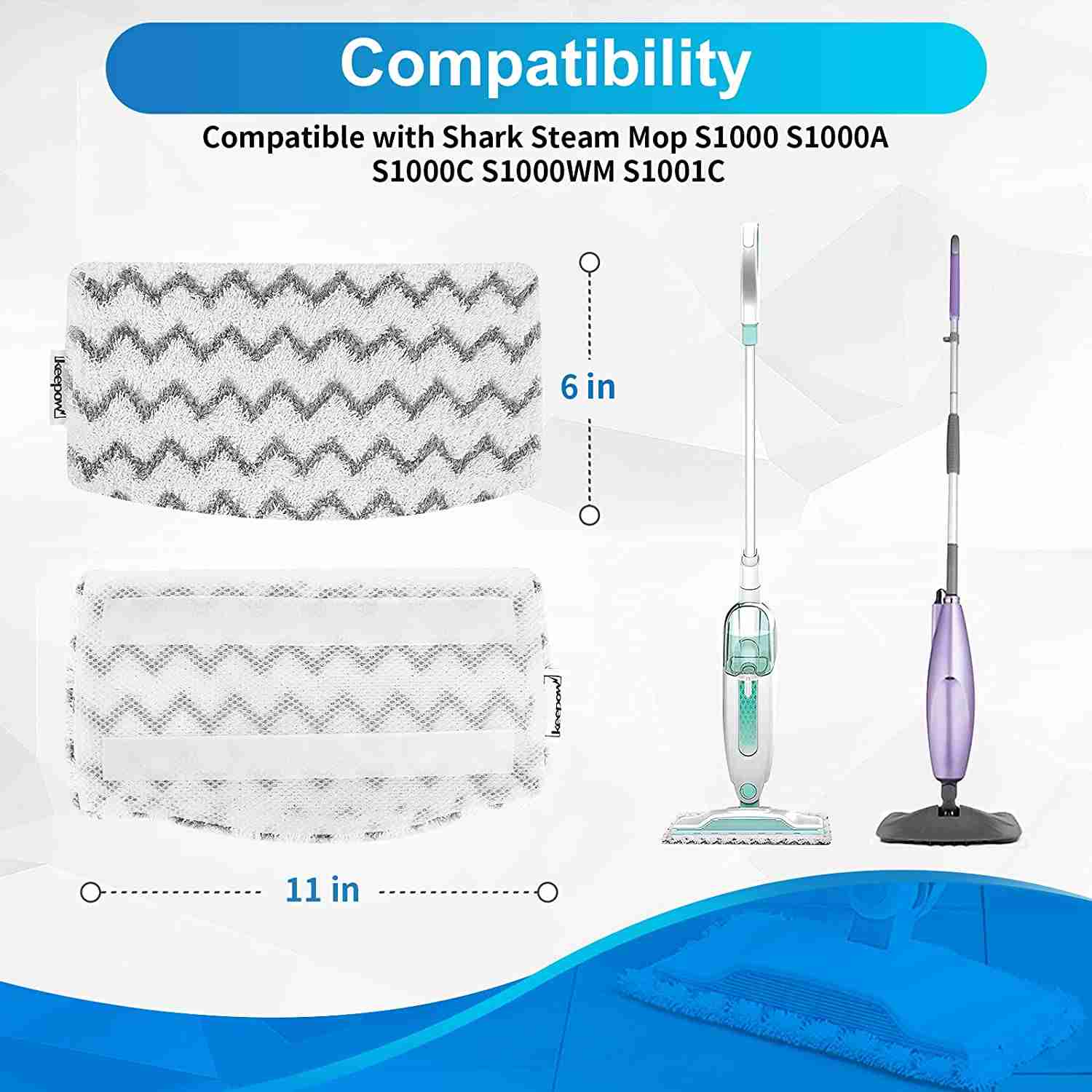 KEEPOW Steam Mop Pads Replacement for Shark Steam Mop