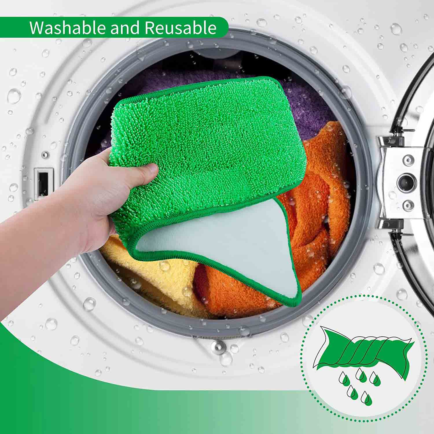 KEEPOW Microfiber Mop Pads for Bona Turbo Microfiber Mop