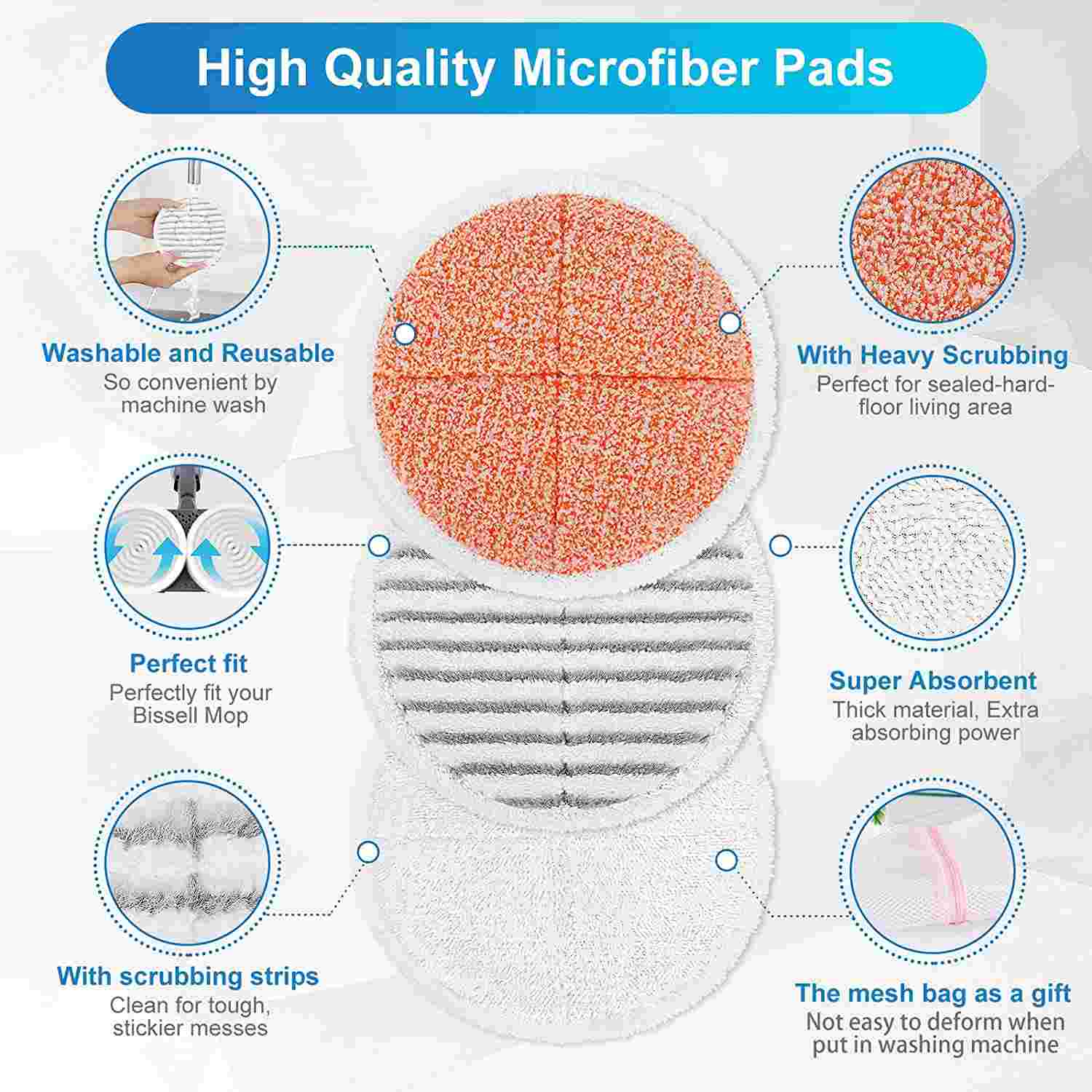 KEEPOW Spinwave Replacement Pads Compatible with Bissell Spinwave Hard Floor Mop