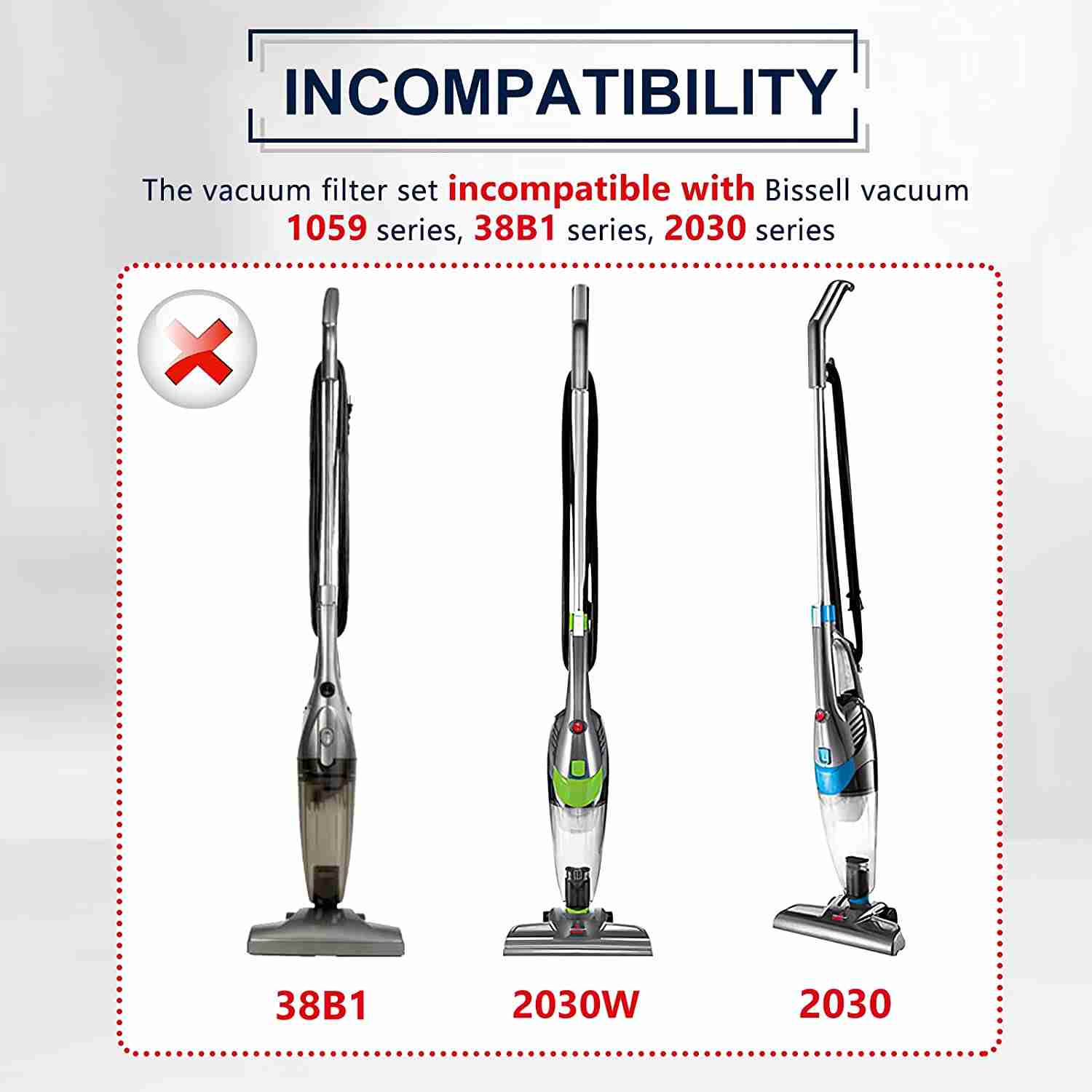 KEEPOW 2033 Vacuum Filter Set Compatible with Bissell Featherweight Stick Lightweight Bagless Vacuum