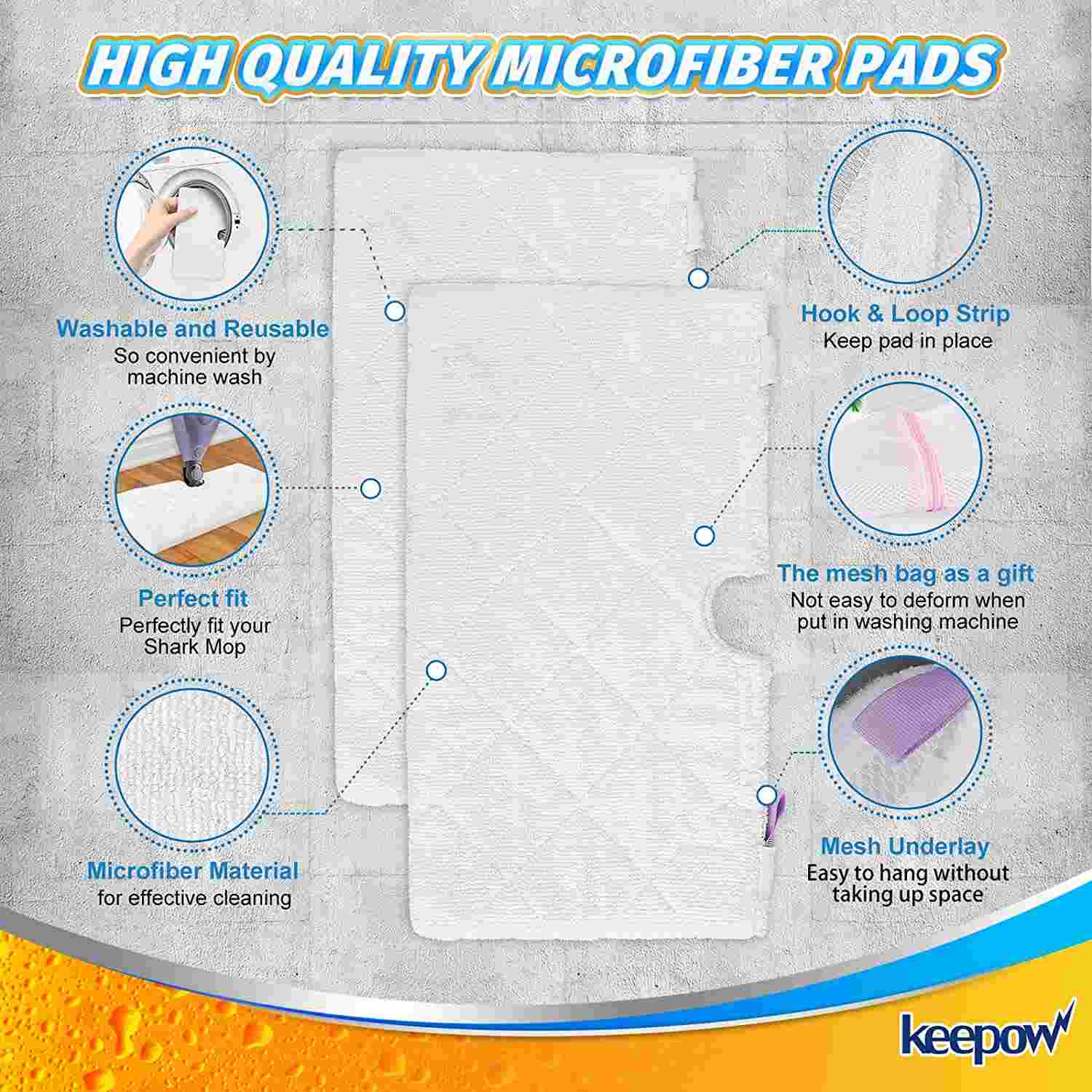 KEEPOW Steam Mop Replacement Pads for Shark Steam Pocket Mop S3500 Series