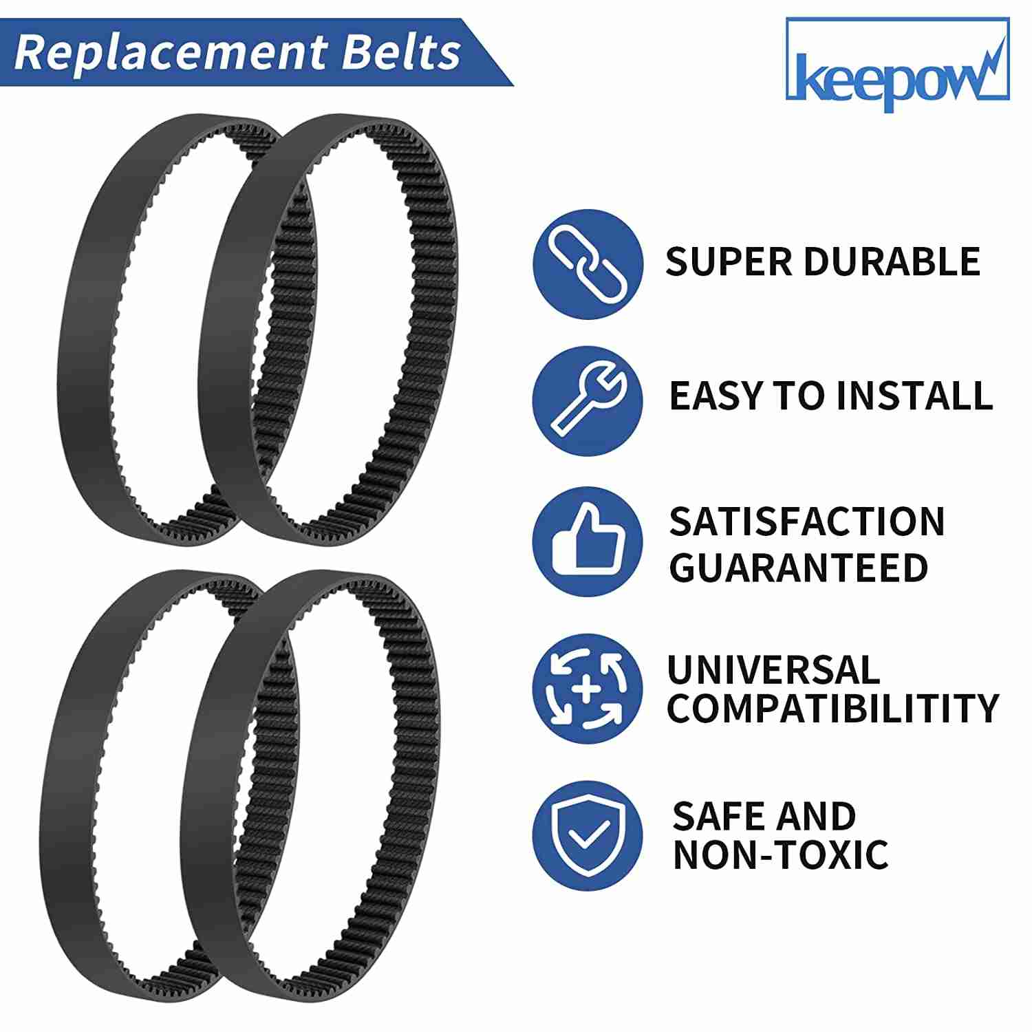 KEEPOW Replacement Vacuum Belts for Eureka FloorRover 4-Pack