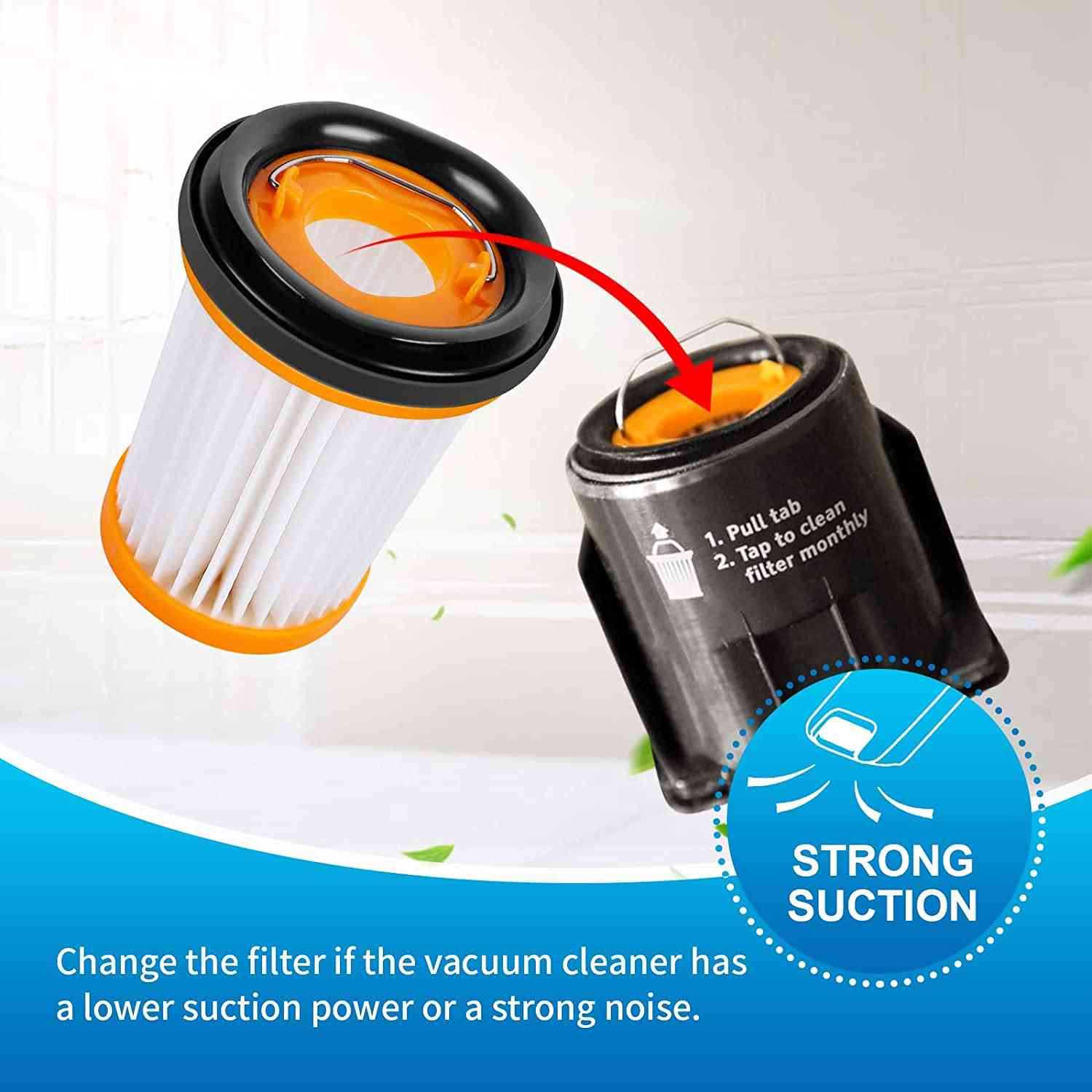 KEEPOW Fabric Vacuum Filter Compatible with Shark Wandvac Handheld Vacuum. Compare to Part # XHFWV200, 3-Pack