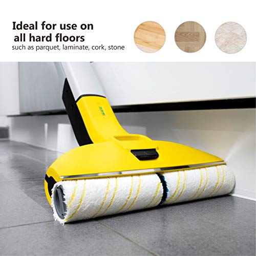 KEEPOW 2 Pack Rollers Set for Karcher FC3 FC5 Hard Floor Cleaner, Microfibre Washable Replacement for Karcher FC3 FC5 Roller (Yellow)