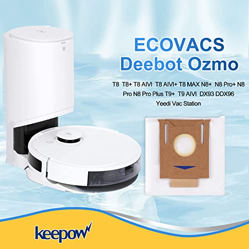 KEEPOW Lot de 5 sacs à poussière pour Ecovacs Deebot T9+ T9+ N8+ N8 Pro+ T8 T8+ T8 AIVI T8 AIVI+ DX93 DDX96 Yeedi K781+ Vac Aspirateur CH1918