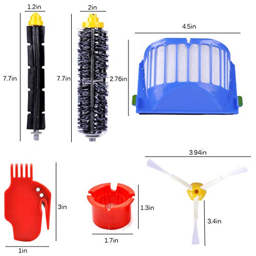KEEPOW Replacement Accessories Kit for Roomba 600 Series 675 690 680 671 652 650 620 614 595 Vac Parts, 4 Hepa Filters,4 Side Brushes,1 Flexible Beater Brush,1 Bristle Brush,2 Cleaning Tool