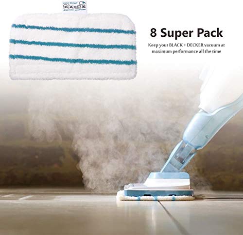 KEEPOW 8 Pack FSMP20 Floor Cleaning Mop Pads for Black & Decker FSM1600, FSM1610, FSM1620, FSM1630, FSMH1621, FSM1500 Steam Mops