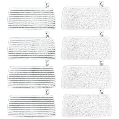 KEEPOW Lot de 8 housses de rechange pour Vileda Steam XXL Power Pad, compatibles avec nettoyeur vapeur Vileda Steam XXL et nettoyeur vapeur Vileda Steam Plus XXL (4 gris + 4 blancs)