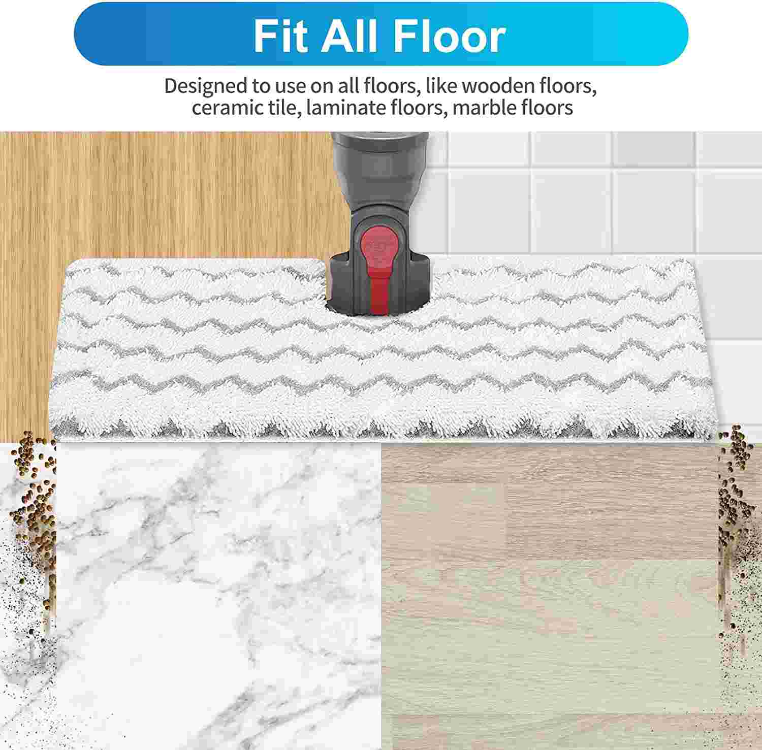 Keepow Washable Steamer Cleaner Pads for Hard Floor Cleaner(3 Pack)